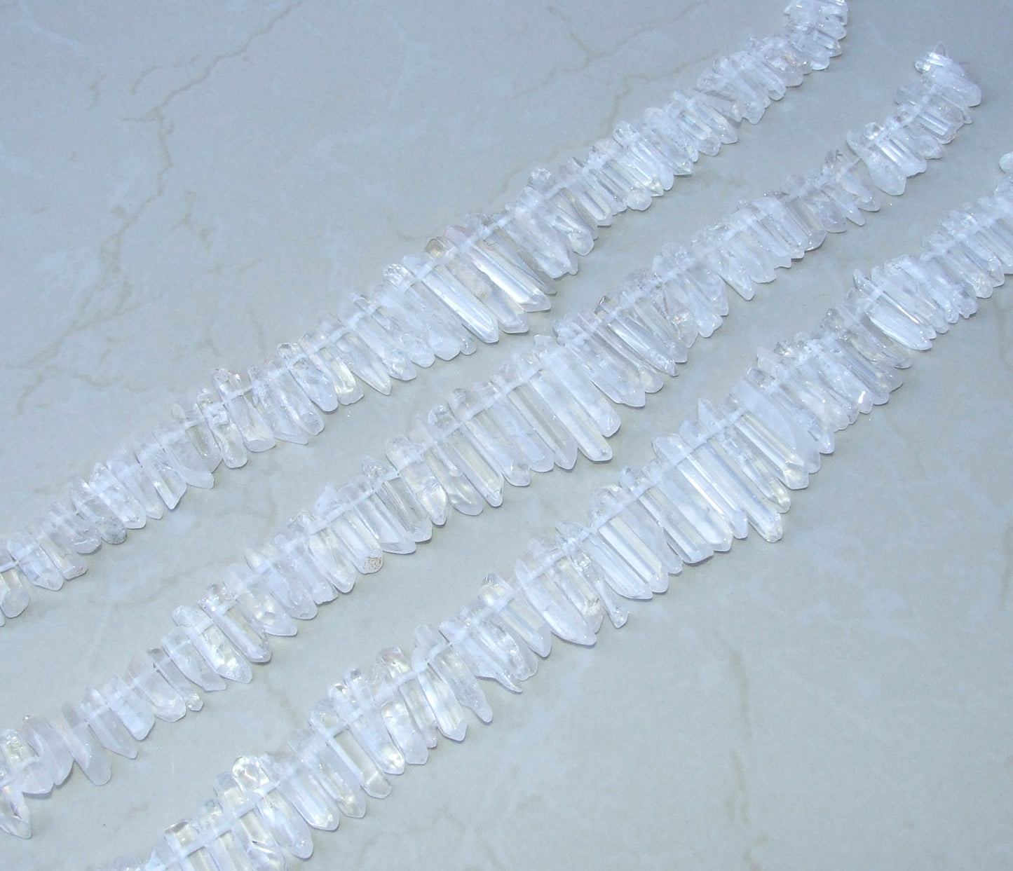 Thick Polished Quartz. Half Strand - Polished Quartz Crystals Points - Natural Quartz Points - Graduated - Gemstone Beads - 25mm - 40+mm - EDGBeadsandGems