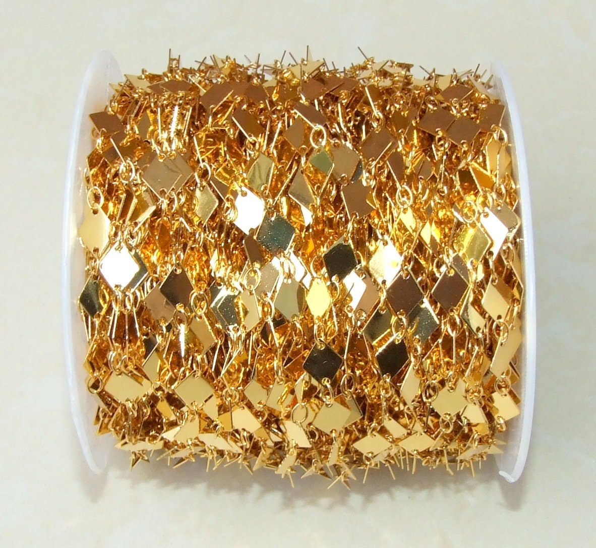 Gold Plated Diamond Rhombus Chain: Jewelry Making, Body Chain - By the Foot - EDGBeadsandGems