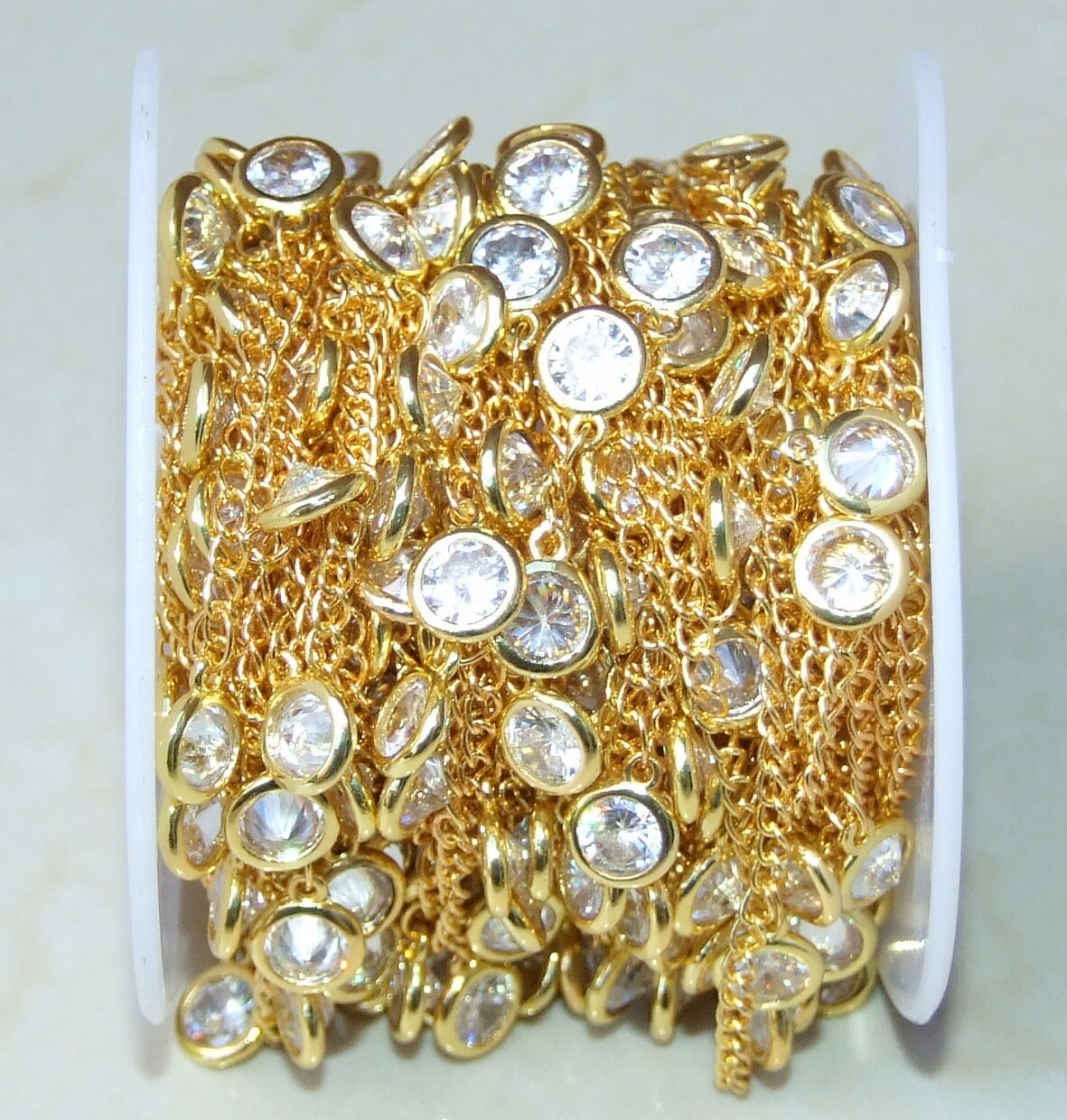 CZ Crystal Rosary Drop Chain by the Foot, Rosary Chain with Beads, Rosary Chain Wholesale, Rosary Chain Bulk, Rosary Chain, Jewelry Making - EDGBeadsandGems