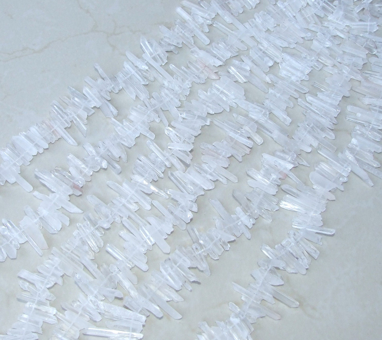 Thin Raw Rough Quartz. Half Strand - Raw Quartz Crystals Points - Natural Quartz Points - Random Lengths - Gemstone Beads - 15mm - 28mm - EDGBeadsandGems