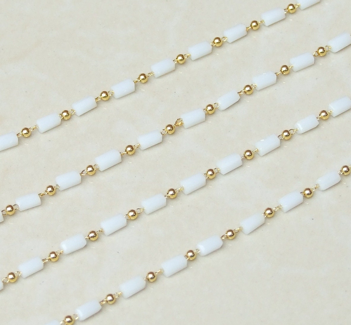 Glass Cube Rosary Chain, Bulk Chain, Glass Beads, Beaded Chain, Body Chain Jewelry, Gold Chain, Necklace Chain, Belly Chain, 2.5mm x 5mm - EDGBeadsandGems