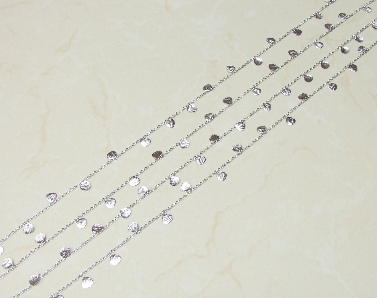 Silver Plated Shell Shaped Chain, Necklace Chain, Bulk Chain, Jewelry Making, Body Chain, Belly Chain, By the Foot, Shell Chain, 2.5mm x 2mm - EDGBeadsandGems