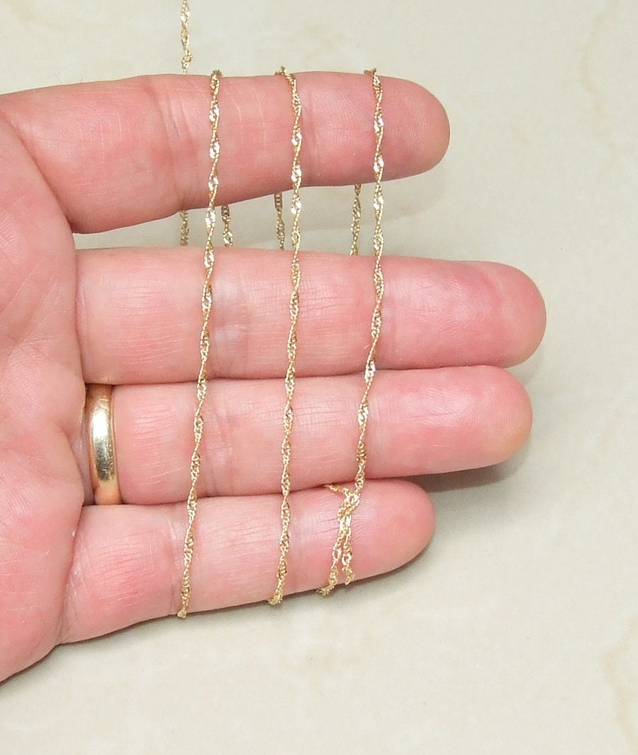 Twisted Chain, Flat Link Cable Chain, Thin Jewelry Chain, Necklace Chain, Gold Plated Chain, Body Chain, Bulk Chain, 1.6mm x 1.6mm x .6mm - EDGBeadsandGems