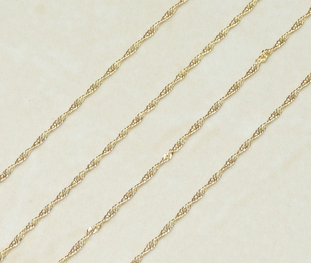Twisted Chain, Flat Link Cable Chain, Thin Jewelry Chain, Necklace Chain, Gold Plated Chain, Body Chain, Bulk Chain, 1.6mm x 1.6mm x .6mm - EDGBeadsandGems