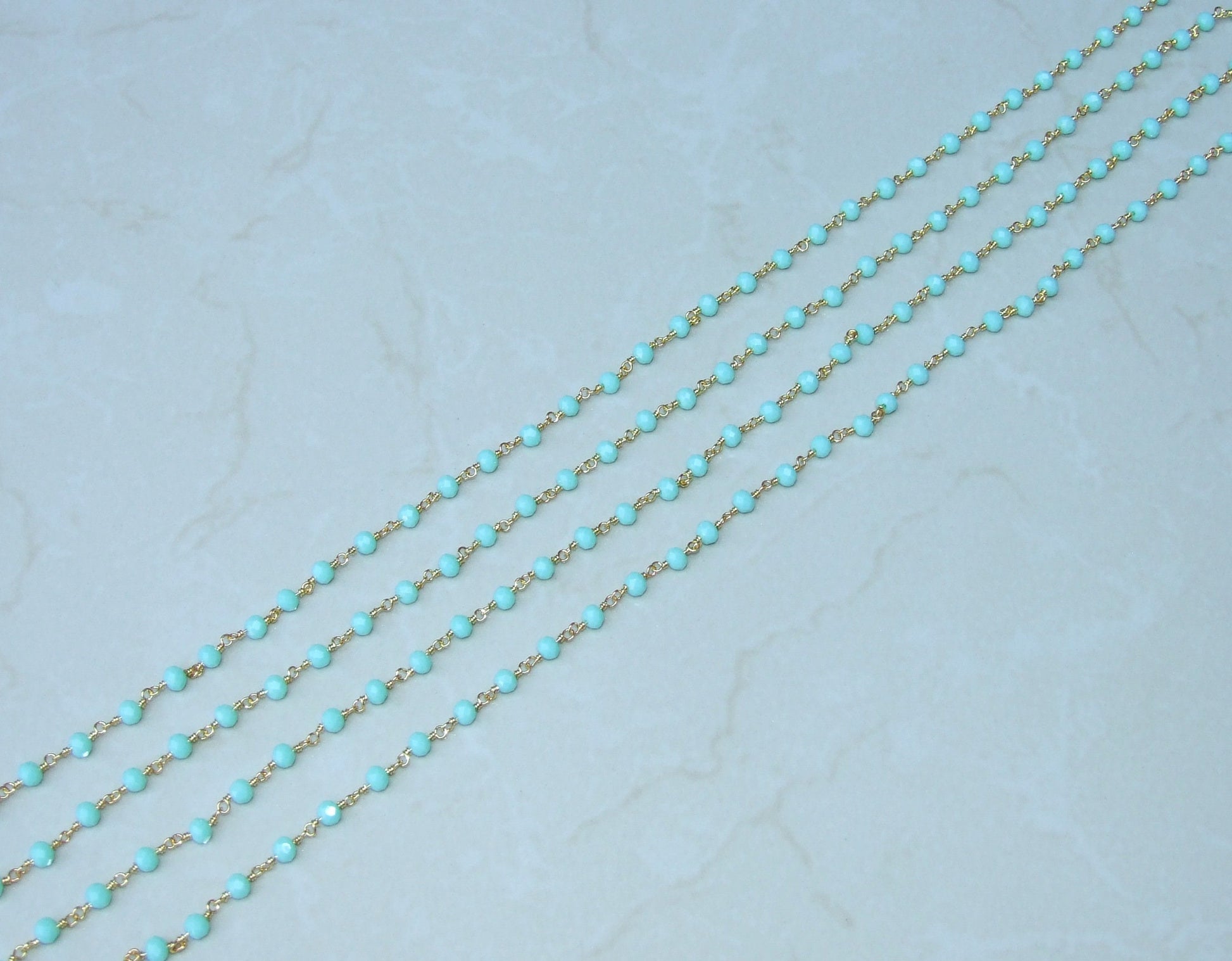 Light Green Glass Rosary Chain, Bulk Chain, Rondelle Glass Beads, Beaded Chain, Body Chain Jewelry, Gold Chain, Necklace Chain, Belly Chain - EDGBeadsandGems