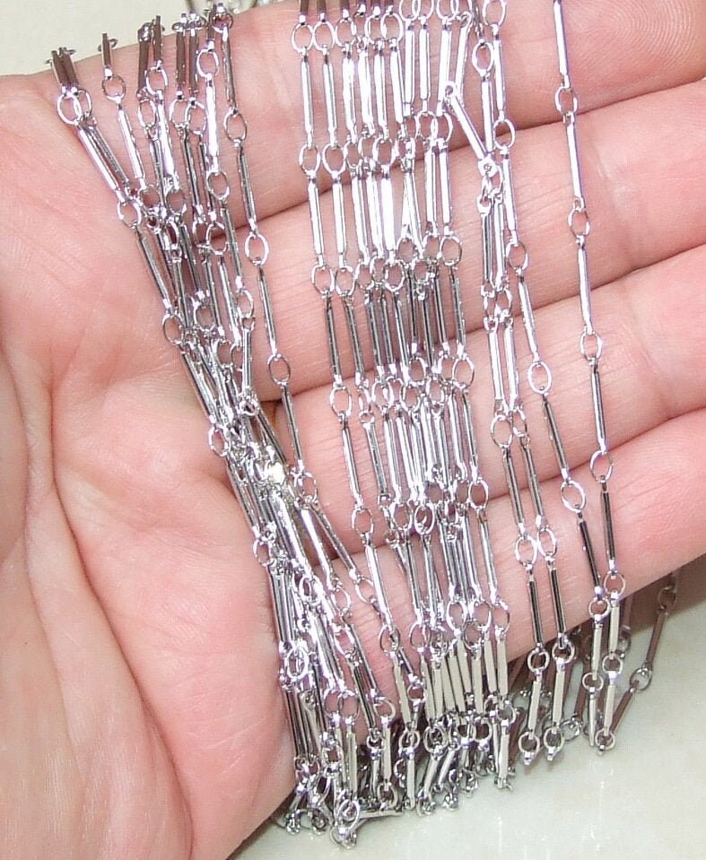 Bar Link Jewelry Chain, Meter, Silver Plated, Link Chain, Necklace Chain, Charm Chain, Bulk Chain, Jewelry Making, Body Chain, Belly Chain - EDGBeadsandGems