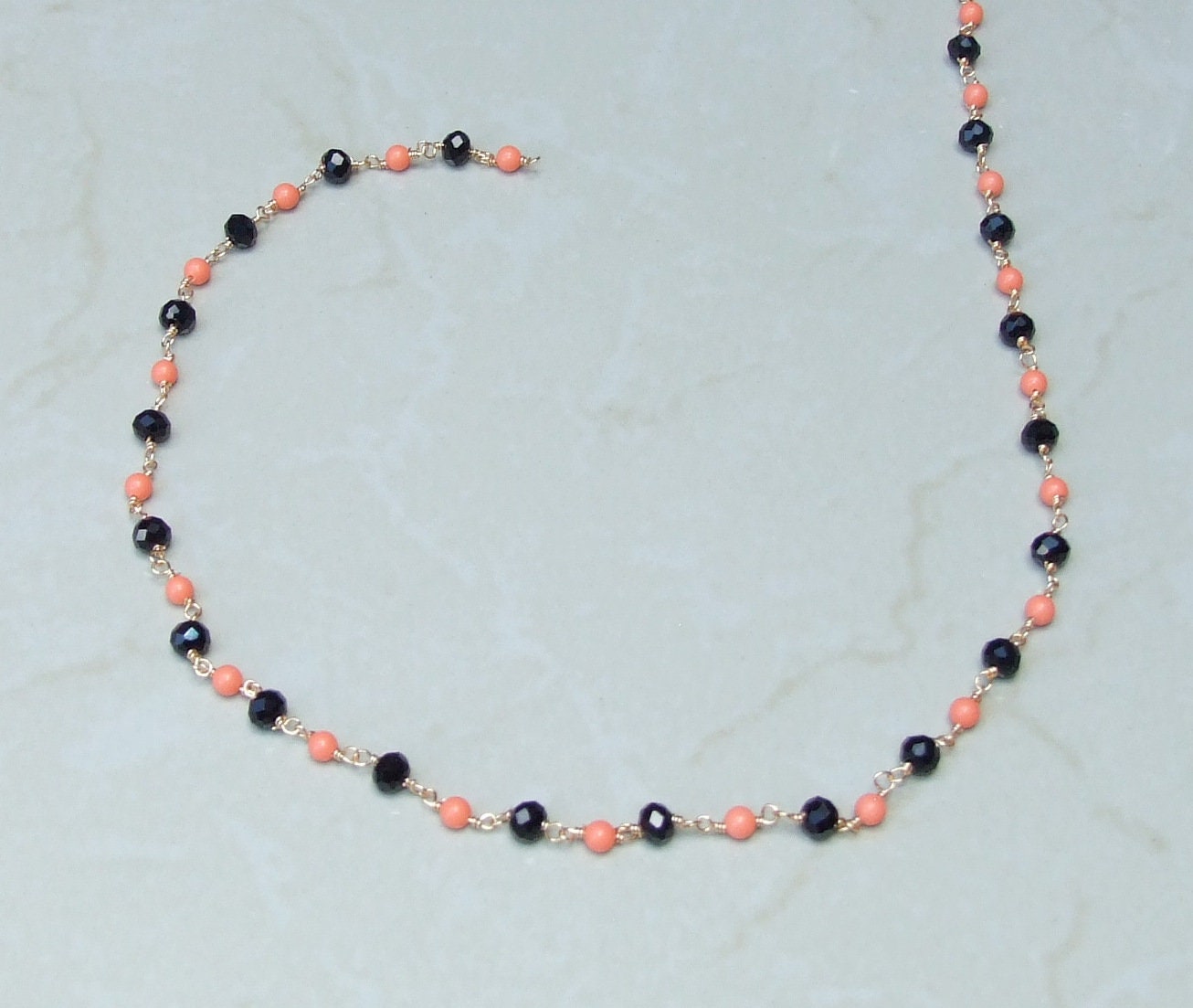 Halloween Black Orange Glass Rosary Chain Bulk Chain, Glass Beads, Beaded Chain, Body Chain Jewelry, Gold Chain, Necklace Chain, Belly Chain - EDGBeadsandGems