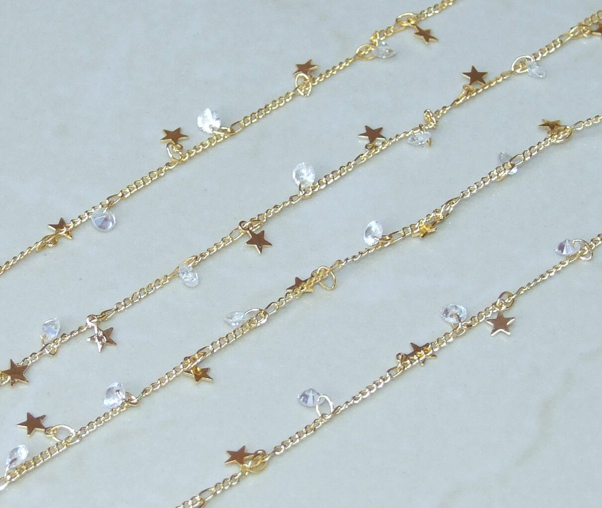 Small Star Crystal Drop Chain, by the Foot, Rosary Chain with Beads, Rosary Chain Wholesale, Rosary Chain Bulk, Rosary Chain, Jewelry Chain - EDGBeadsandGems