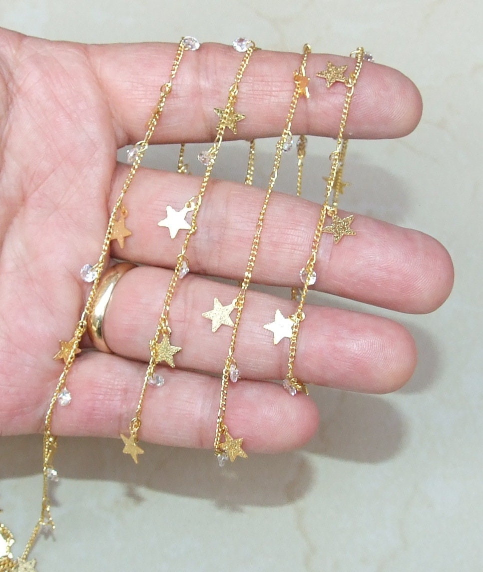 Star Crystal Drop Chain, by the Foot, Rosary Chain with Beads, Rosary Chain Wholesale, Rosary Chain Bulk, Rosary Chain, Jewelry Chain - EDGBeadsandGems