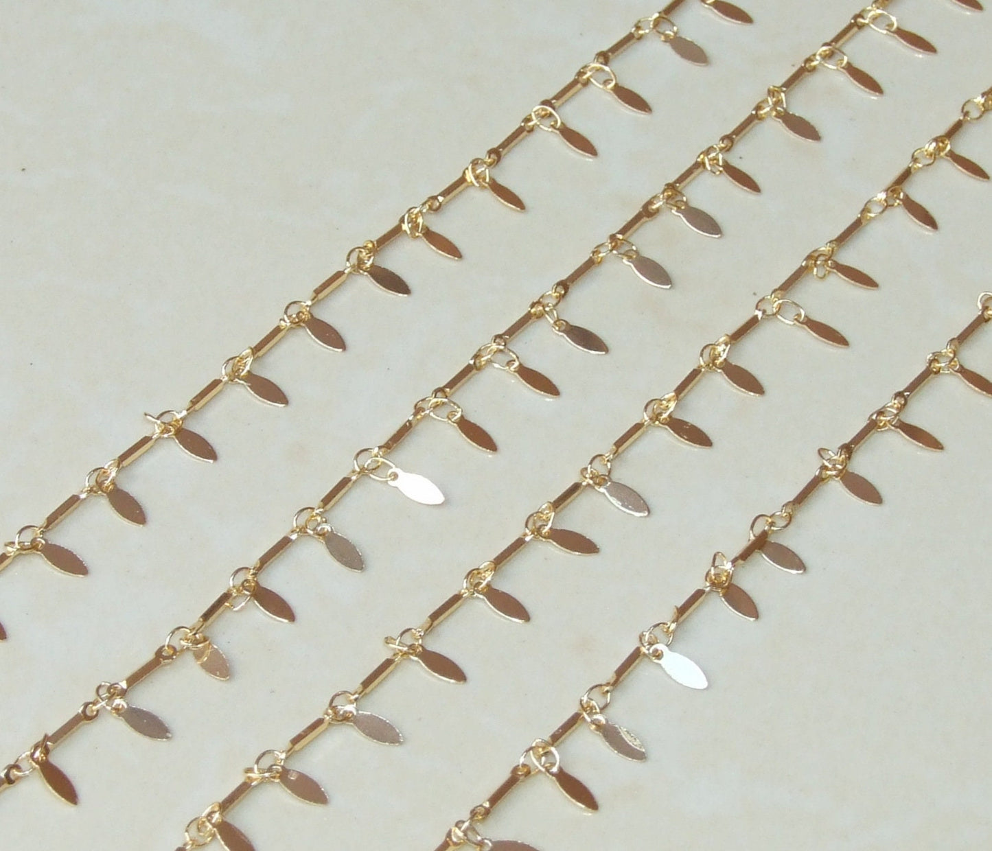 Gold Plated Teardrop Chain, Drop Chain, Gold Chain Wholesale, Bar Link Chain, Rosary Chain, Belly Chain, Body Chain, Jewelry Chain, By Meter - EDGBeadsandGems