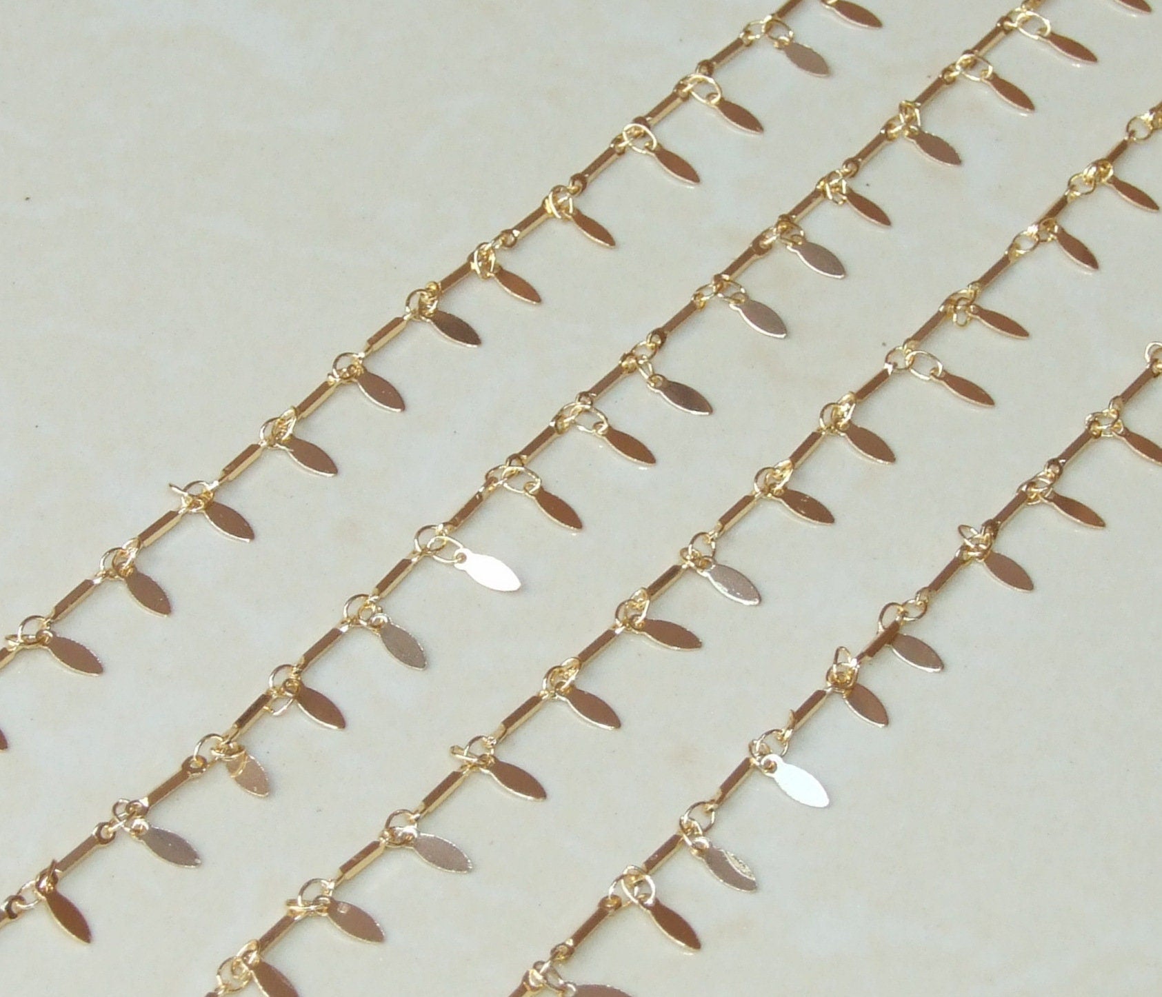 Gold Plated Teardrop Chain, Drop Chain, Gold Chain Wholesale, Bar Link Chain, Rosary Chain, Belly Chain, Body Chain, Jewelry Chain, By Meter - EDGBeadsandGems