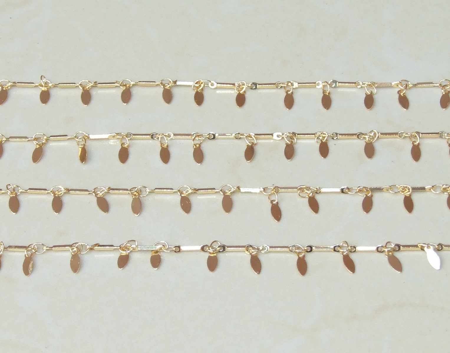 Gold Plated Teardrop Chain, Drop Chain, Gold Chain Wholesale, Bar Link Chain, Rosary Chain, Belly Chain, Body Chain, Jewelry Chain, By Meter - EDGBeadsandGems