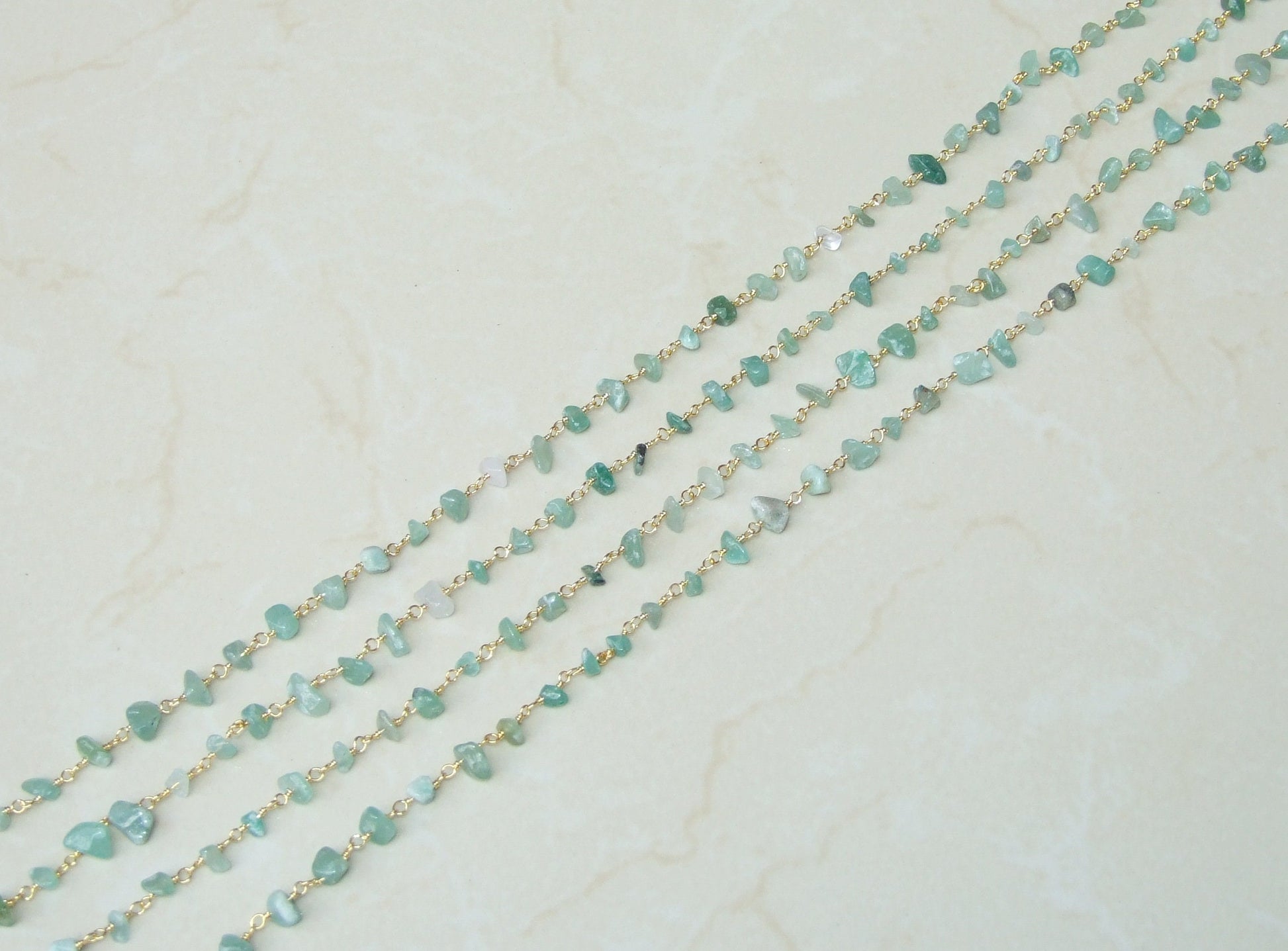 Aventurine Rosary Chain by the Foot, Rosary Chain with Beads, Rosary Chain Wholesale, Rosary Chain Bulk, Rosary Chain for Jewelry Making - EDGBeadsandGems