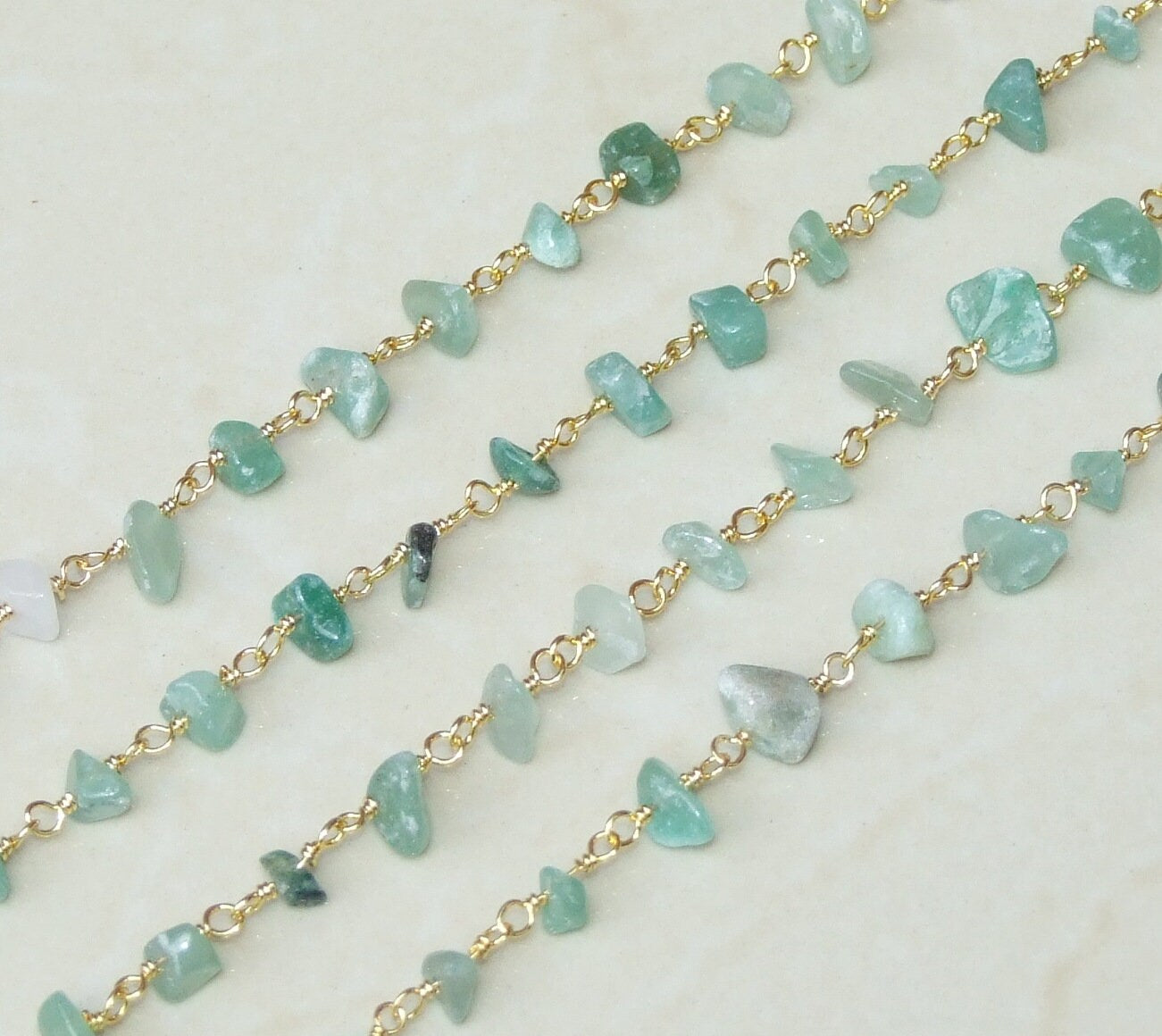 Aventurine Rosary Chain by the Foot, Rosary Chain with Beads, Rosary Chain Wholesale, Rosary Chain Bulk, Rosary Chain for Jewelry Making - EDGBeadsandGems