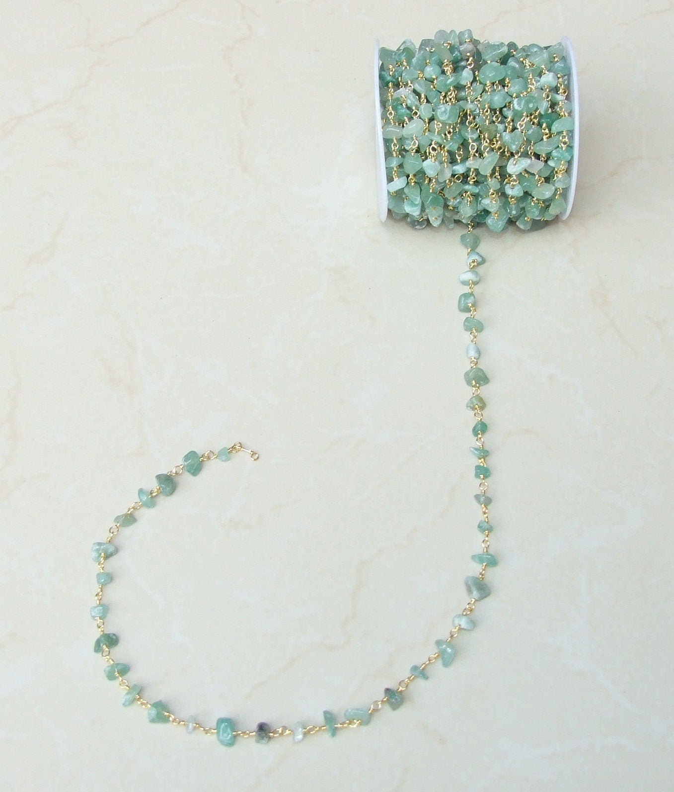 Aventurine Rosary Chain by the Foot, Rosary Chain with Beads, Rosary Chain Wholesale, Rosary Chain Bulk, Rosary Chain for Jewelry Making - EDGBeadsandGems