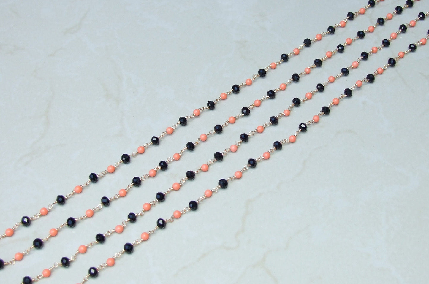 Halloween Black Orange Glass Rosary Chain Bulk Chain, Glass Beads, Beaded Chain, Body Chain Jewelry, Gold Chain, Necklace Chain, Belly Chain - EDGBeadsandGems