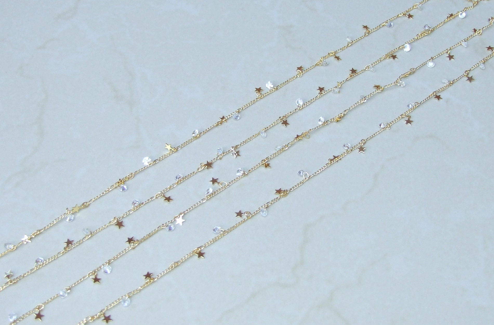Small Star Crystal Drop Chain, by the Foot, Rosary Chain with Beads, Rosary Chain Wholesale, Rosary Chain Bulk, Rosary Chain, Jewelry Chain - EDGBeadsandGems