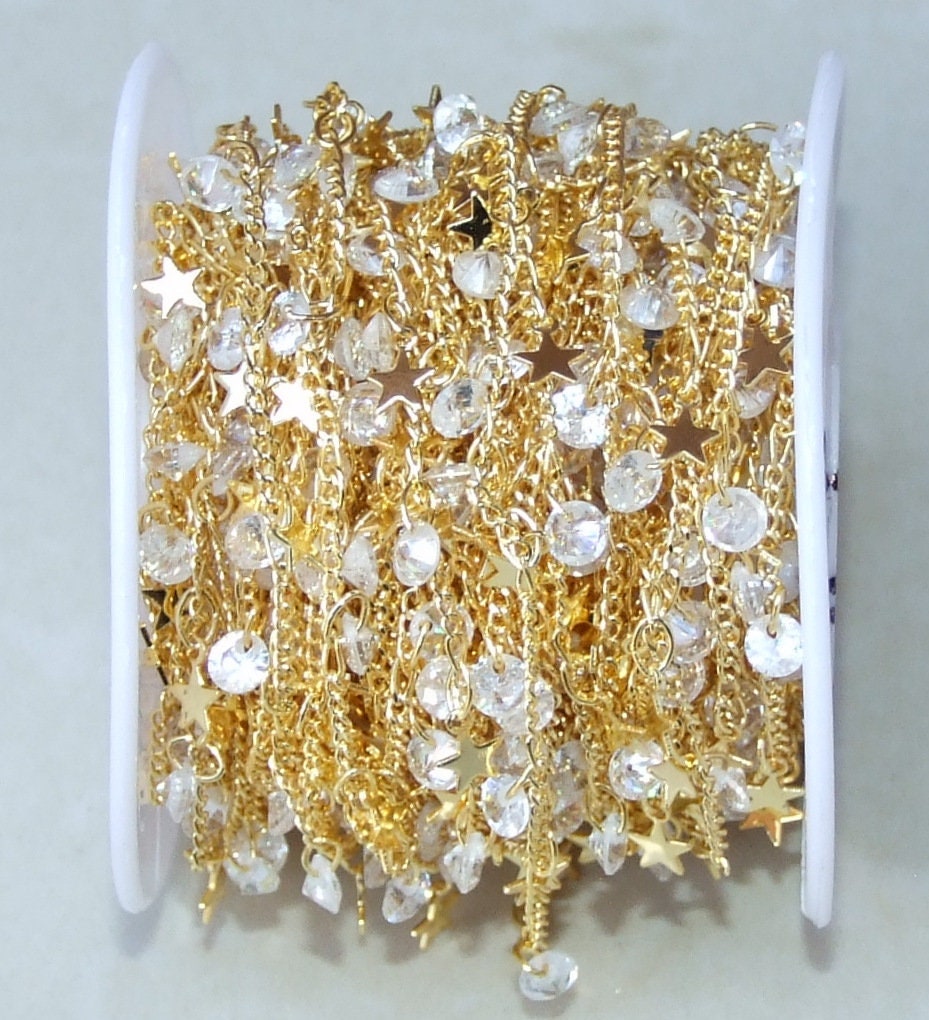 Small Star Crystal Drop Chain, by the Foot, Rosary Chain with Beads, Rosary Chain Wholesale, Rosary Chain Bulk, Rosary Chain, Jewelry Chain - EDGBeadsandGems