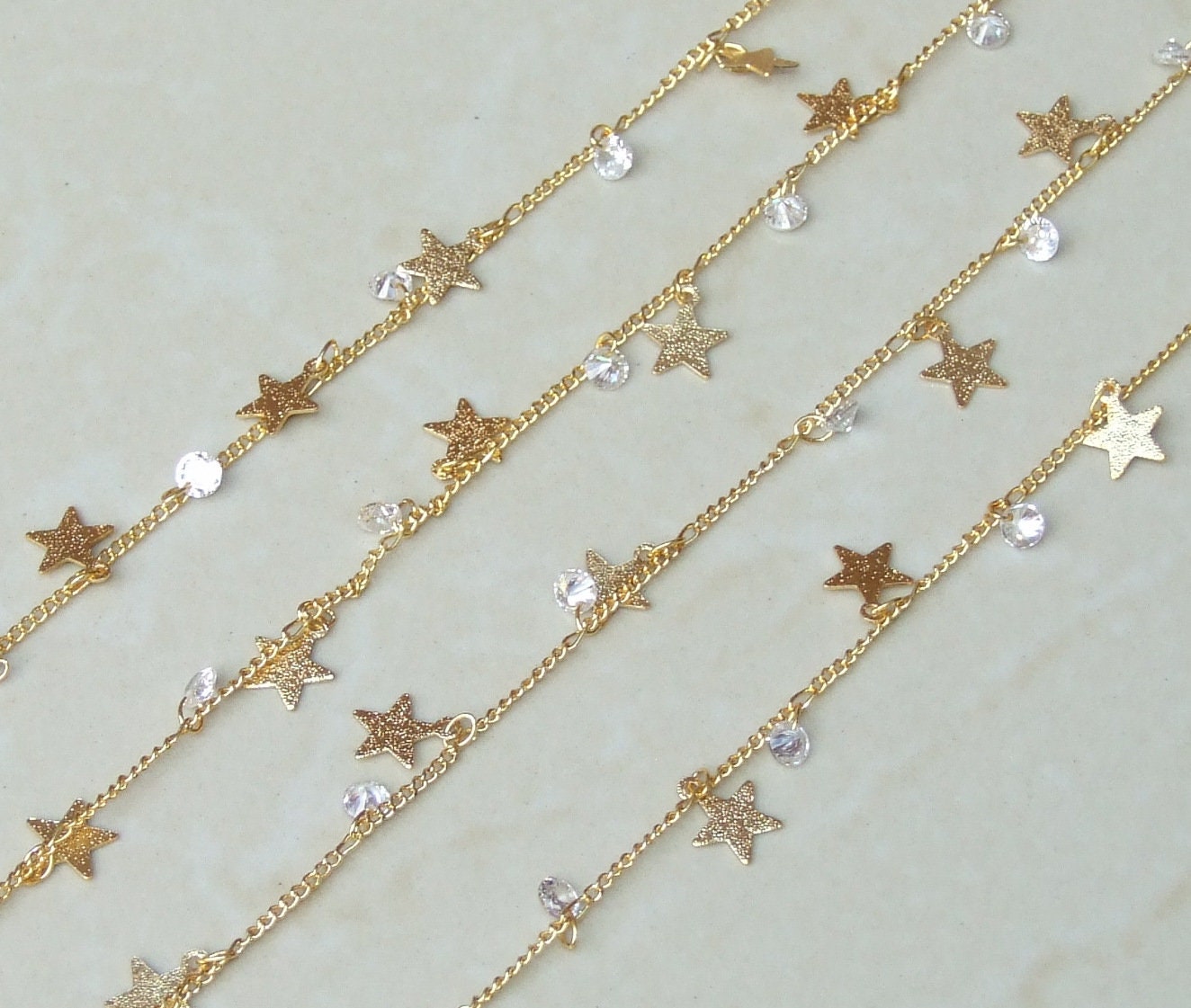 Star Crystal Drop Chain, by the Foot, Rosary Chain with Beads, Rosary Chain Wholesale, Rosary Chain Bulk, Rosary Chain, Jewelry Chain - EDGBeadsandGems