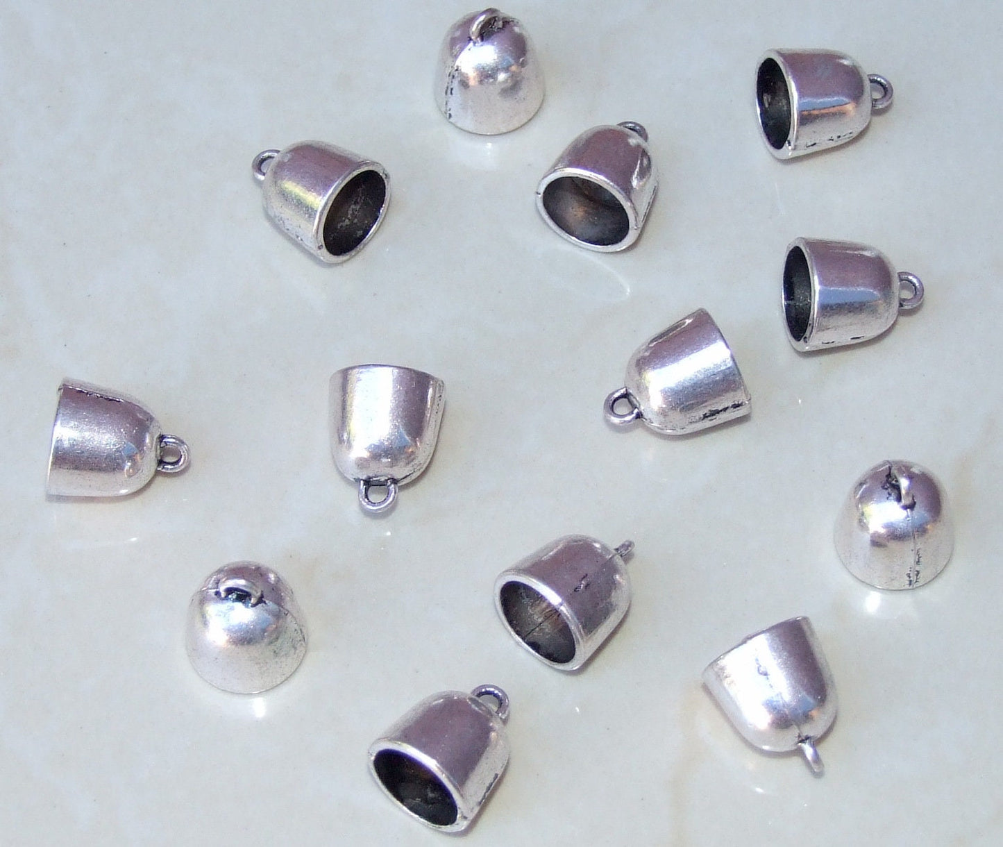 10 Tibetan Style Cord End - Half Round - Antique Silver Plated - Necklace Bracelet Cord End - 13mm x 13mm with 2mm Loop - EDGBeadsandGems