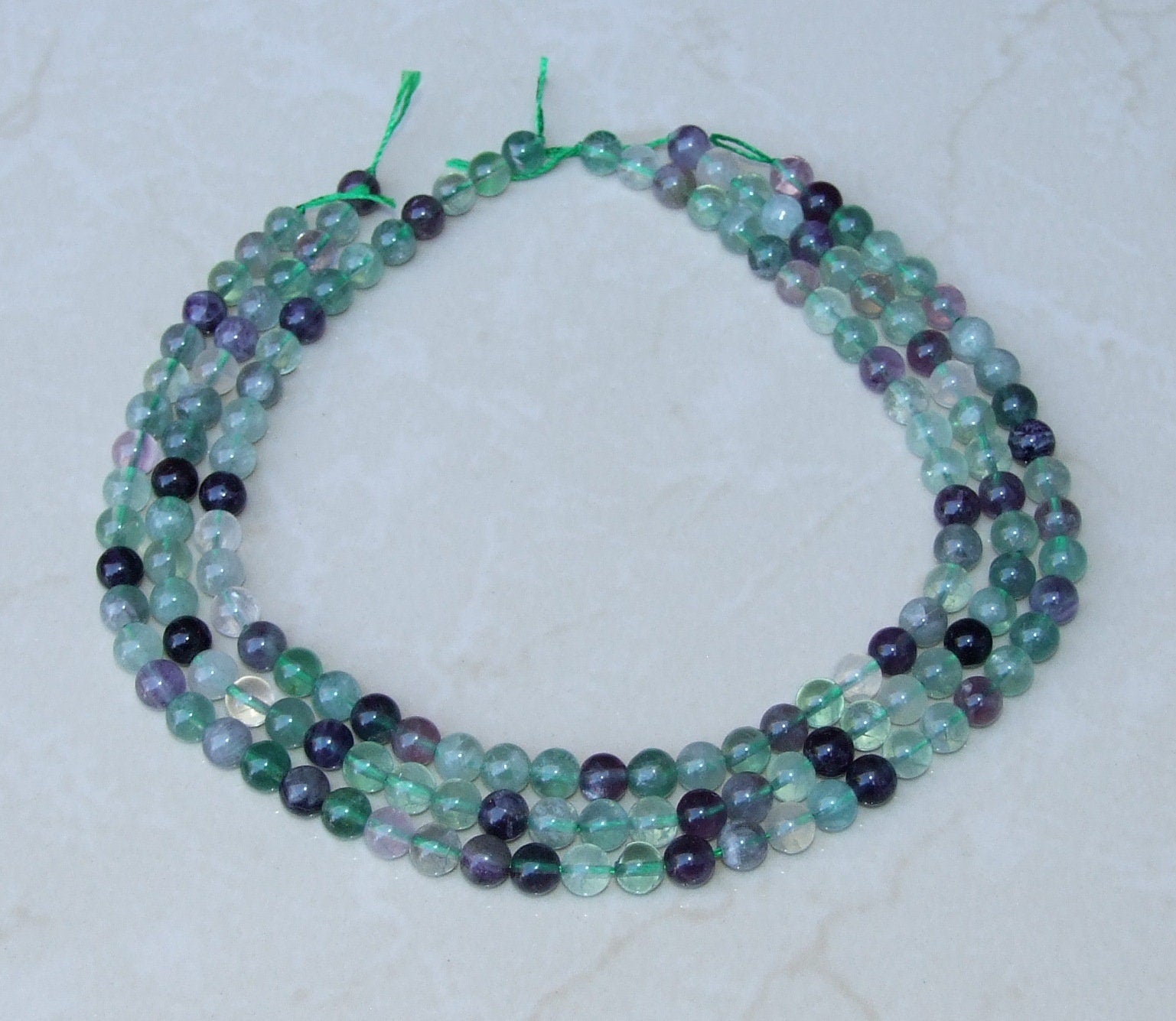 Fluorite Polished Round Smooth Beads, Green and Purple Natural Fluorite, Gemstone Beads, Grade AAA, 6mm, 8mm, 10mm, 15 inch Strand - EDGBeadsandGems