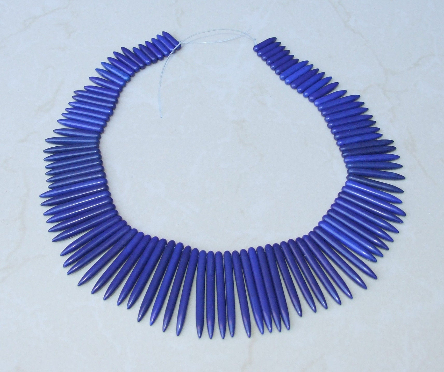 Lapis Blue Turquoise, Spike Beads, Spike Collar, Spike Choker Necklace, Turquoise Spike Necklace, Statement Necklace, Bib Necklace, 50mm - EDGBeadsandGems