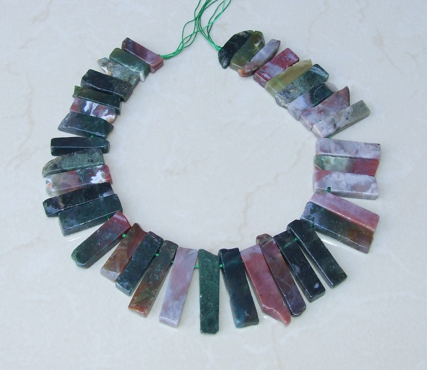 Indian Agate Slab Slice Stick Teeth, Graduated, Gemstone Beads, Polished, Gemstone Pendant, Loose Jewelry Stone, Half Strand - 25mm - 50mm - EDGBeadsandGems