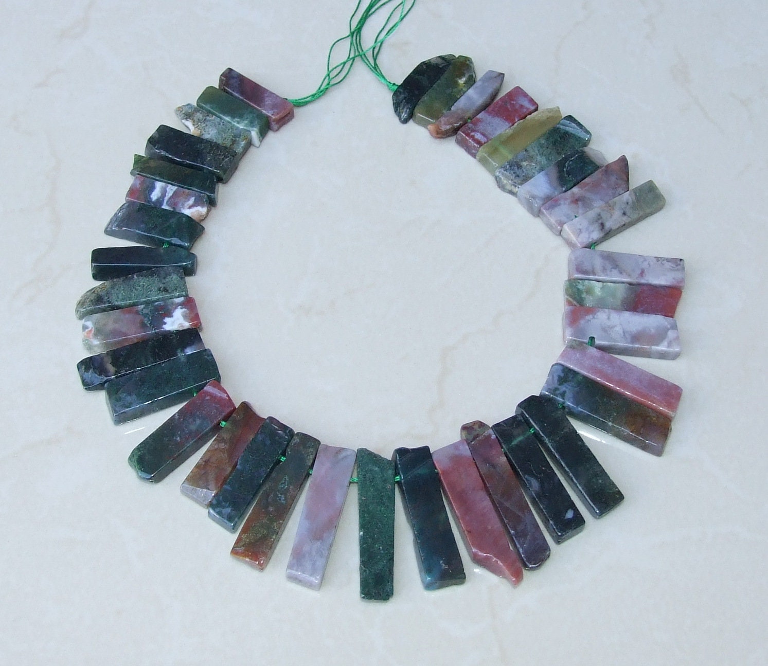 Indian Agate Slab Slice Stick Teeth, Graduated, Gemstone Beads, Polished, Gemstone Pendant, Loose Jewelry Stone, Half Strand - 25mm - 50mm - EDGBeadsandGems