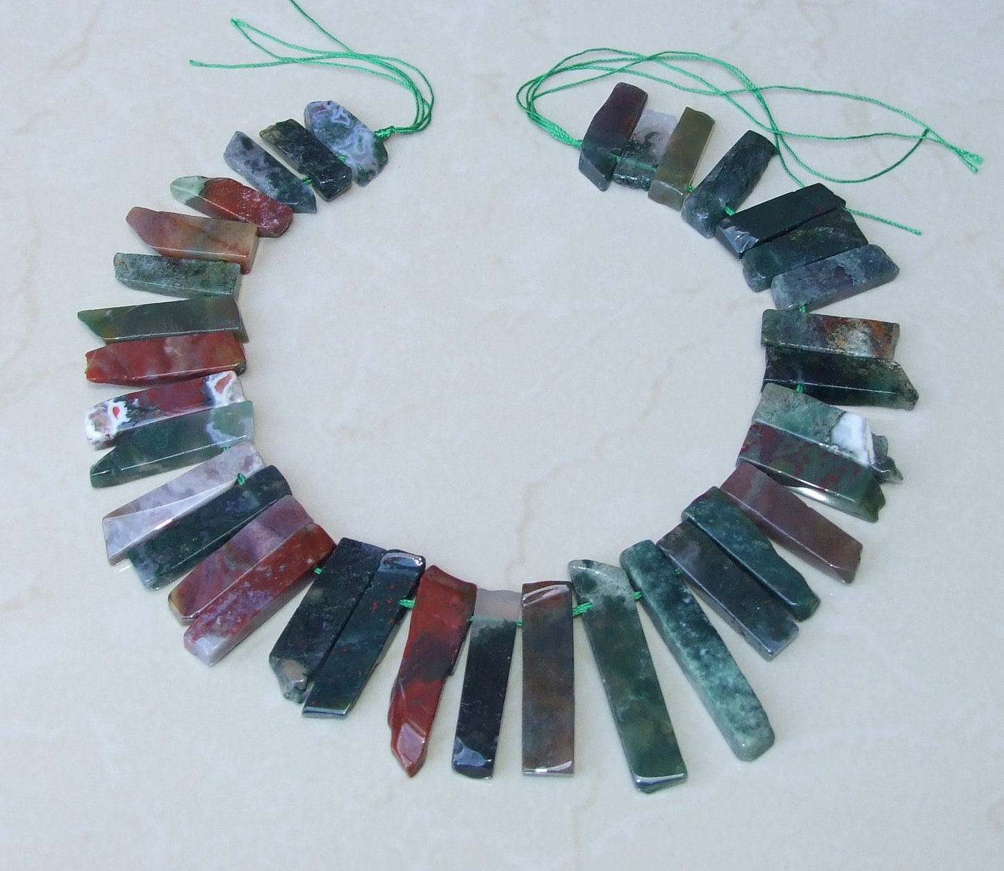 Indian Agate Slab Slice Stick Teeth, Graduated, Gemstone Beads, Polished, Gemstone Pendant, Loose Jewelry Stone, Half Strand - 25mm - 50mm - EDGBeadsandGems