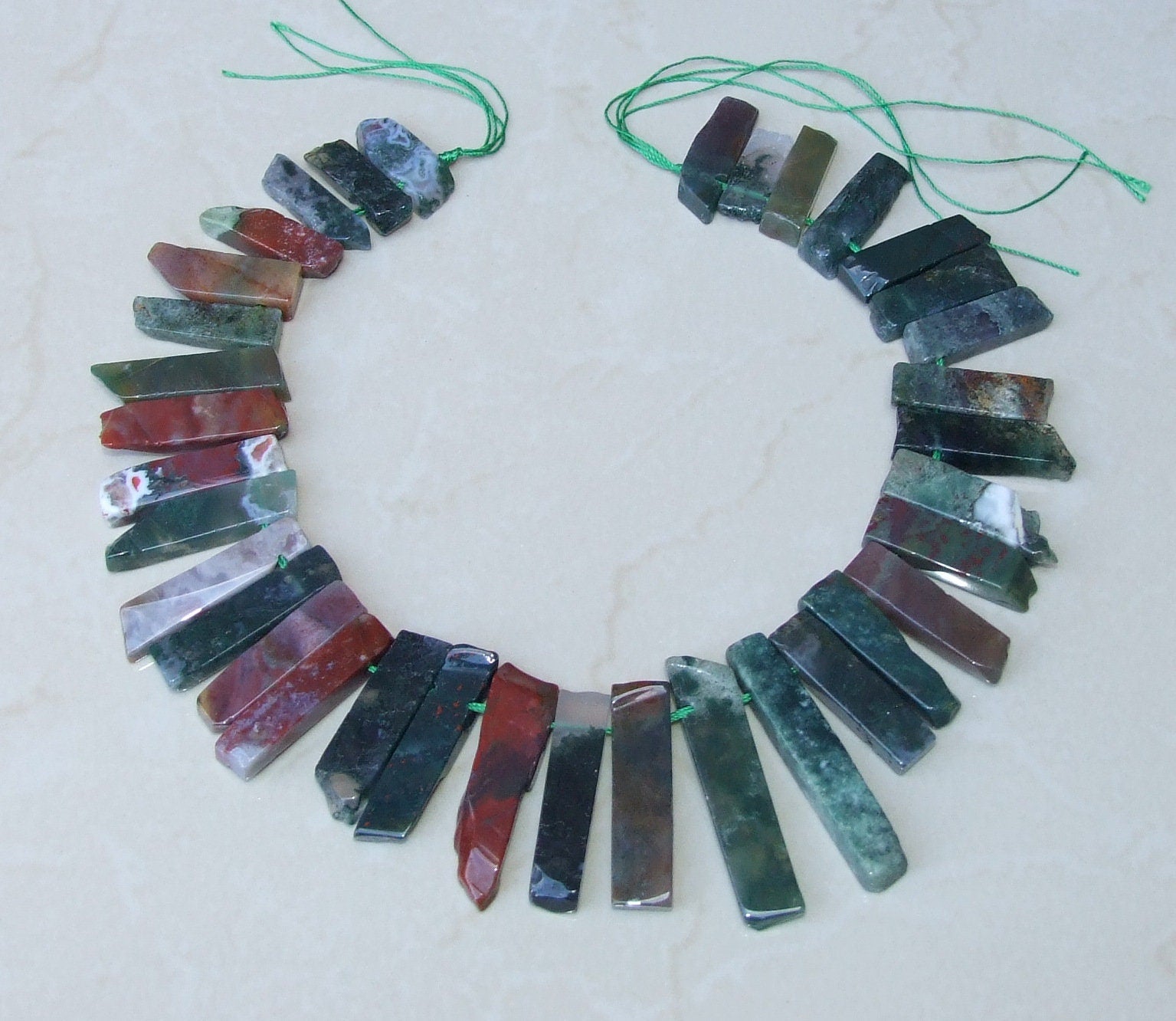 Indian Agate Slab Slice Stick Teeth, Graduated, Gemstone Beads, Polished, Gemstone Pendant, Loose Jewelry Stone, Half Strand - 25mm - 50mm - EDGBeadsandGems