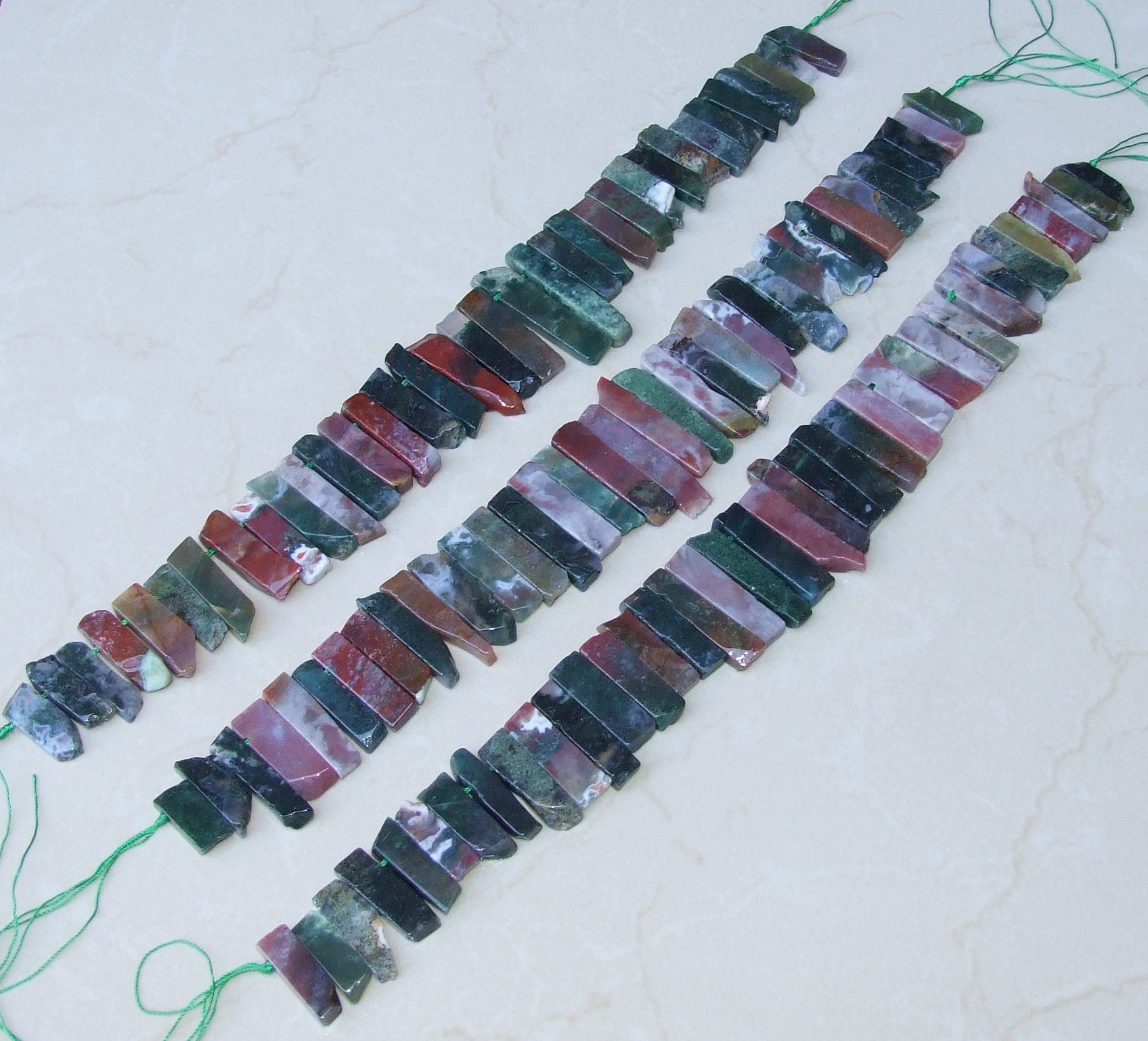 Indian Agate Slab Slice Stick Teeth, Graduated, Gemstone Beads, Polished, Gemstone Pendant, Loose Jewelry Stone, Half Strand - 25mm - 50mm - EDGBeadsandGems