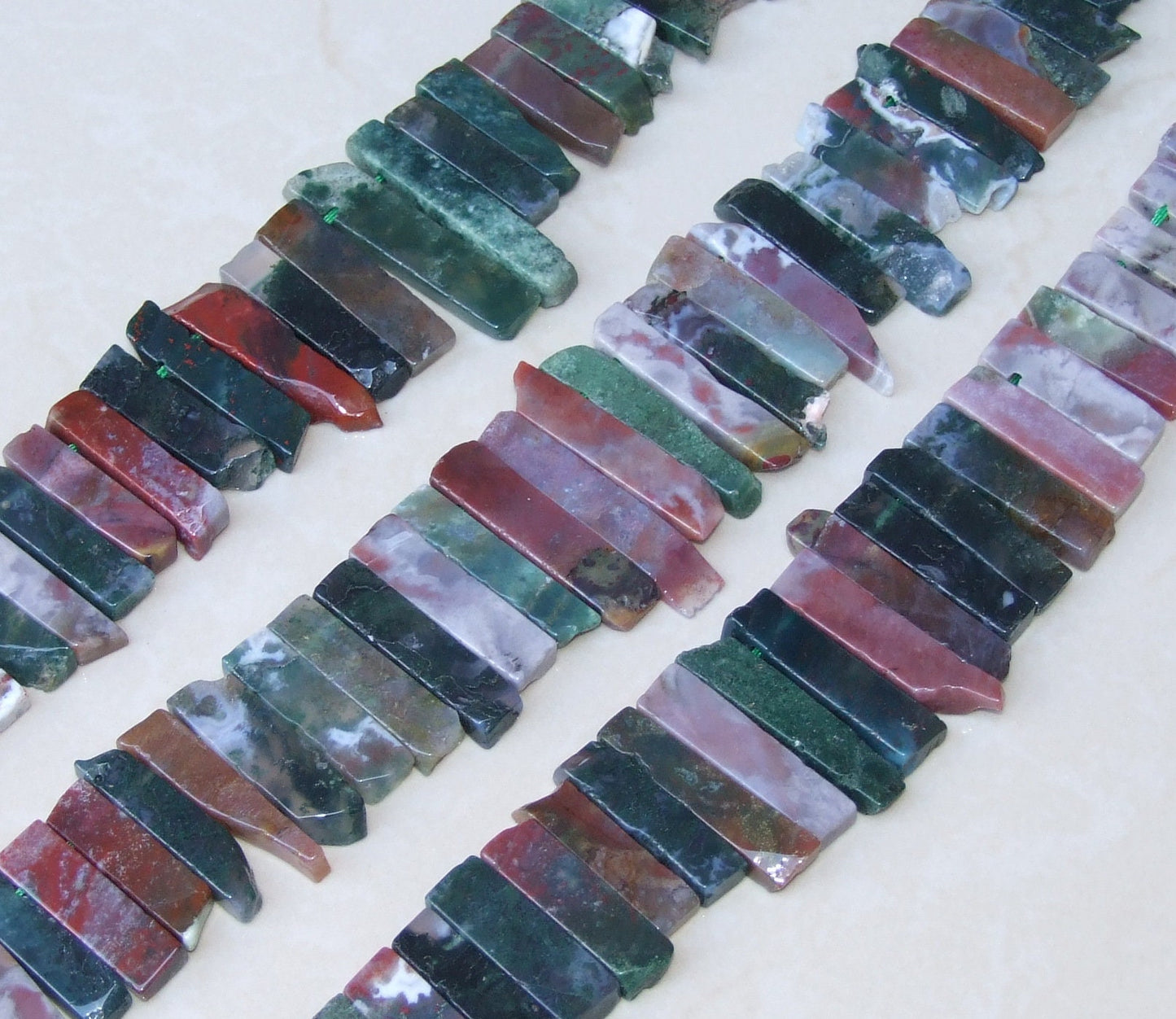 Indian Agate Slab Slice Stick Teeth, Graduated, Natural Gemstone Beads, Polished, Gemstone Pendant, Jewelry Stone, Half Strand - 25mm - 50mm - EDGBeadsandGems