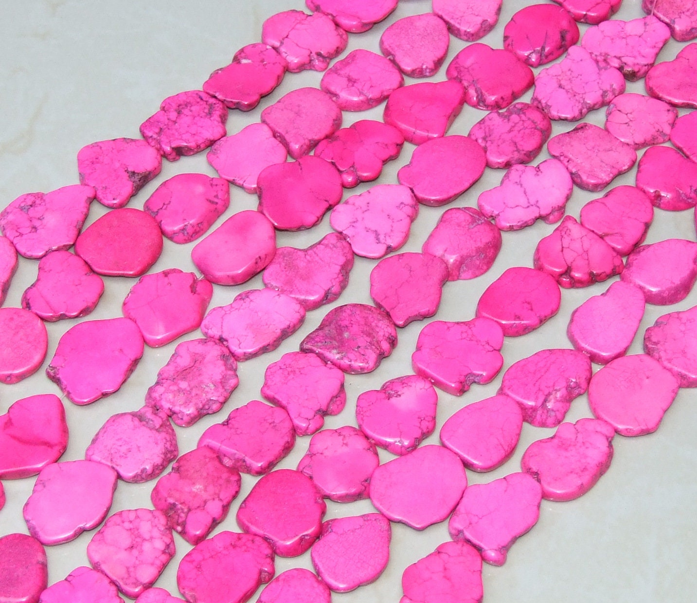 Pink Magnesite Beads, Magnesite Nuggets Beads Slabs, Howlite Beads, Slab Gemstone, Howlite Necklace, Loose Stones, Slabs - 25mm to 35+mm - EDGBeadsandGems