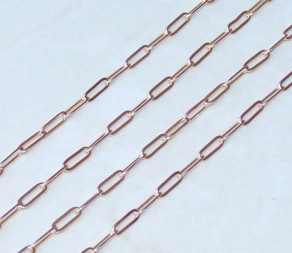 Paper Clip Chain, 5 Meters, 14K, Oval C Link Flat Cable Chain, Jewelry Chain, Necklace Chain, Gold Plated Chain, Body Chain, Bulk Chain G-NR - EDGBeadsandGems
