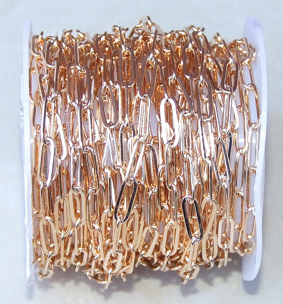 Paper Clip Chain, 5 Meters, 14K, Oval C Link Flat Cable Chain, Jewelry Chain, Necklace Chain, Gold Plated Chain, Body Chain, Bulk Chain G-NR - EDGBeadsandGems