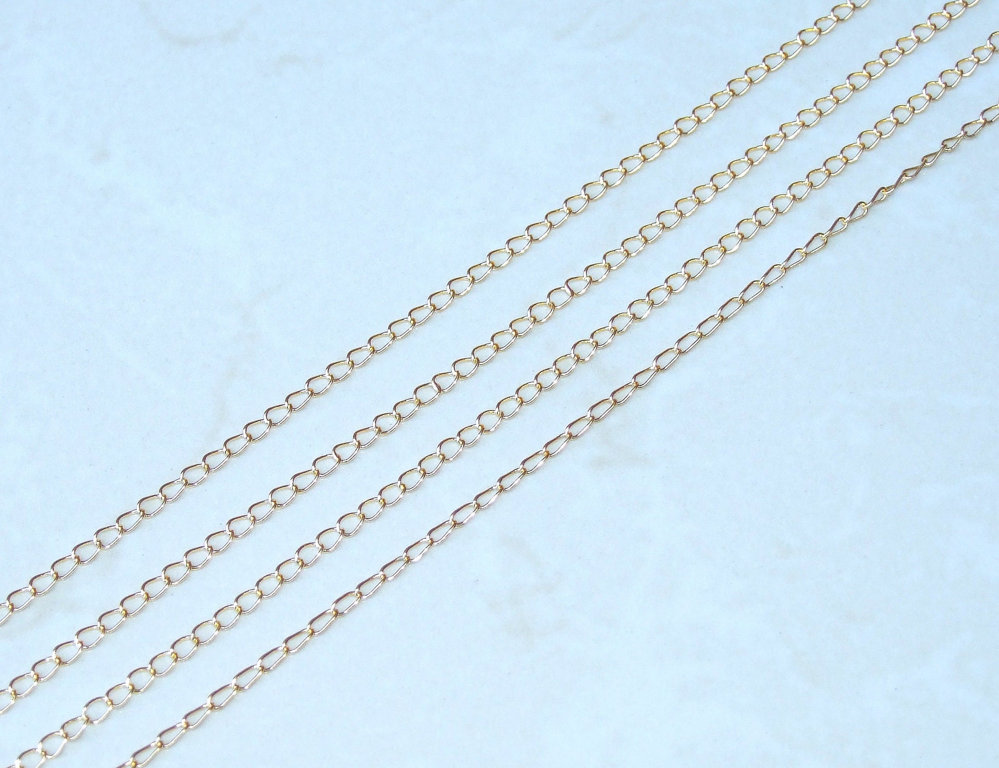 Twisted Oval Link Thin Curb Chain, Gold Plated, Brass Chain, Jewelry Chain, Necklace Chain, Body Chain, Bulk Chain, 5mm x 4mm - 54mm-G - EDGBeadsandGems