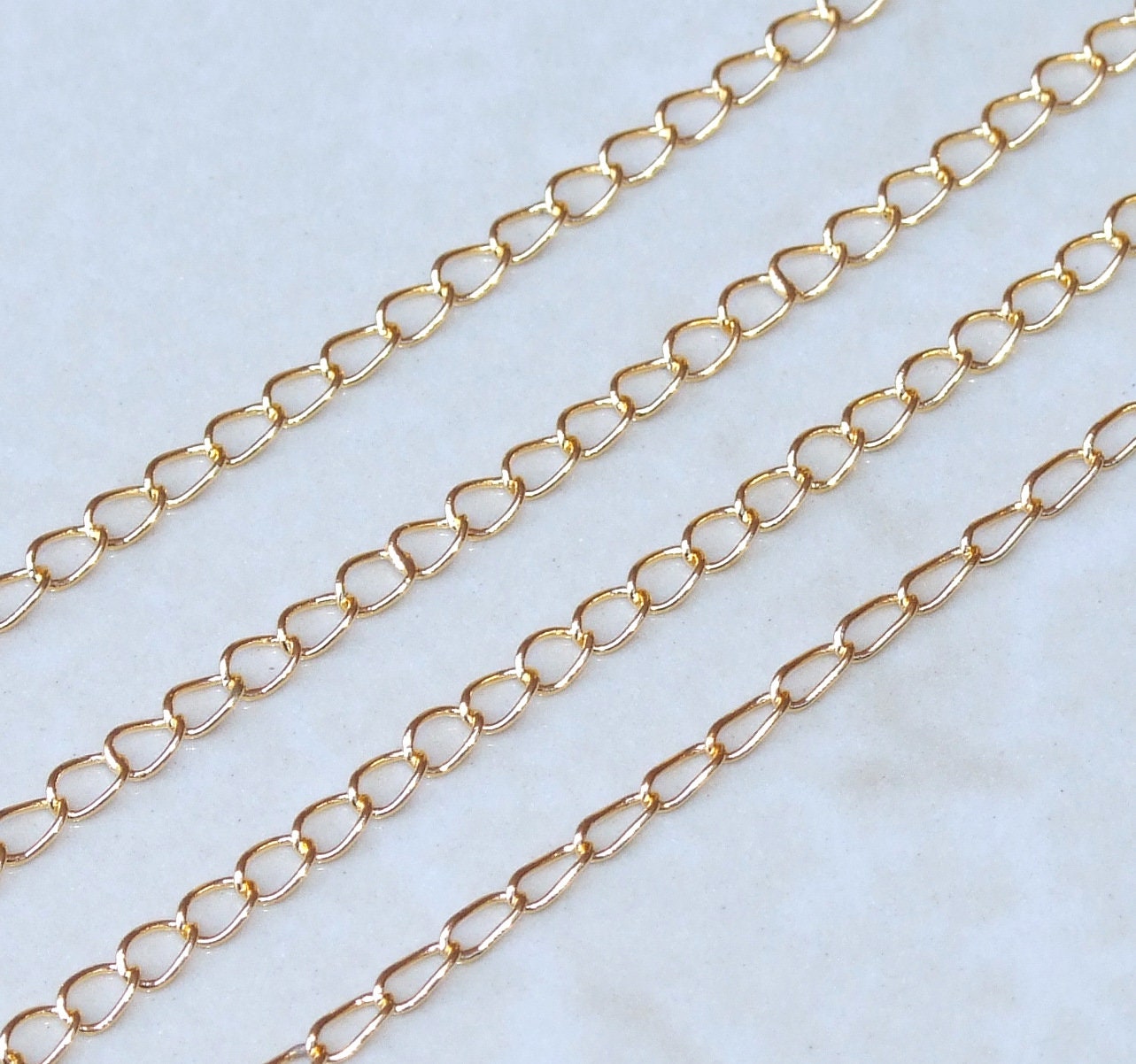 Twisted Oval Link Thin Curb Chain, Gold Plated, Brass Chain, Jewelry Chain, Necklace Chain, Body Chain, Bulk Chain, 5mm x 4mm - 54mm-G - EDGBeadsandGems