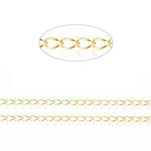 Twisted Oval Link Thin Curb Chain, Gold Plated, Brass Chain, Jewelry Chain, Necklace Chain, Body Chain, Bulk Chain, 5mm x 4mm - 54mm-G - EDGBeadsandGems