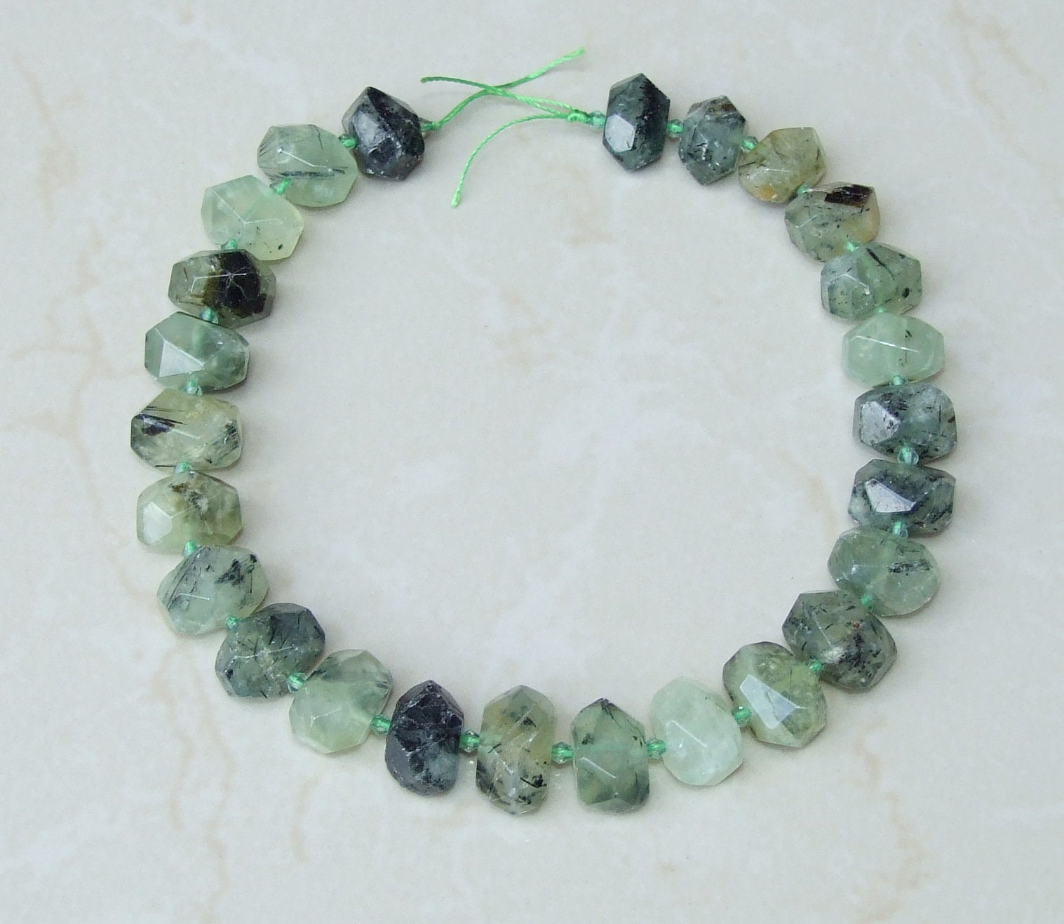 Prehnite Faceted Nugget, Polished Prehnite Pendant, Gemstone Beads, Jewelry Stones, Prehnite Beads, Half Strand - 14mm x 14mm x 17mm - EDGBeadsandGems