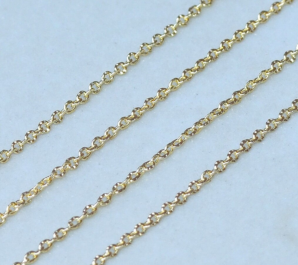Fine Textured Cable Chain, Oval Cable Chain, Jewelry Chain, Necklace Chain, Gold Plated Chain, Body Chain, Bulk Chain, 2mm x 1.5mm, 04G - EDGBeadsandGems