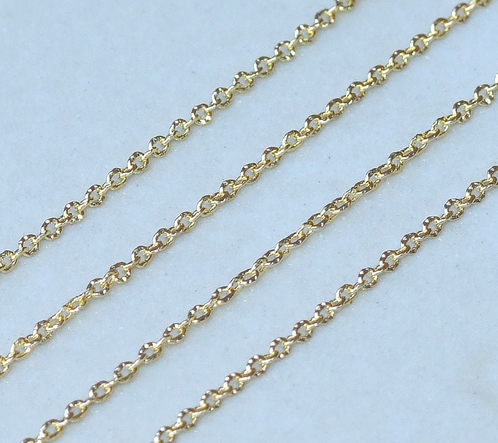Fine Textured Cable Chain, Oval Cable Chain, Jewelry Chain, Necklace Chain, Gold Plated Chain, Body Chain, Bulk Chain, 2mm x 1.5mm, 04G - EDGBeadsandGems