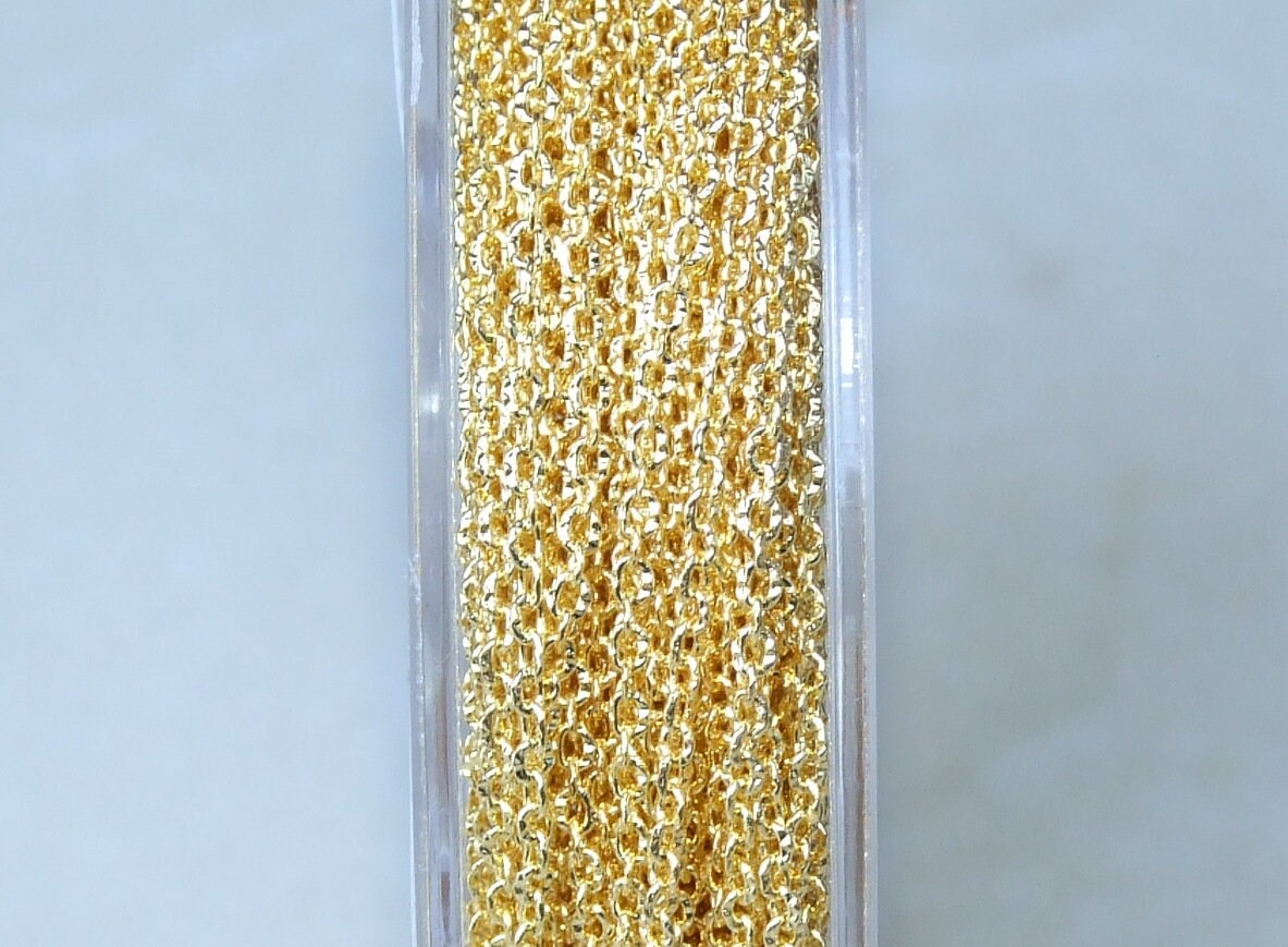 Fine Textured Cable Chain, Oval Cable Chain, Jewelry Chain, Necklace Chain, Gold Plated Chain, Body Chain, Bulk Chain, 2mm x 1.5mm, 04G - EDGBeadsandGems