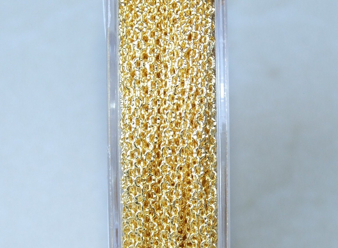 Fine Textured Cable Chain, Oval Cable Chain, Jewelry Chain, Necklace Chain, Gold Plated Chain, Body Chain, Bulk Chain, 2mm x 1.5mm, 04G - EDGBeadsandGems
