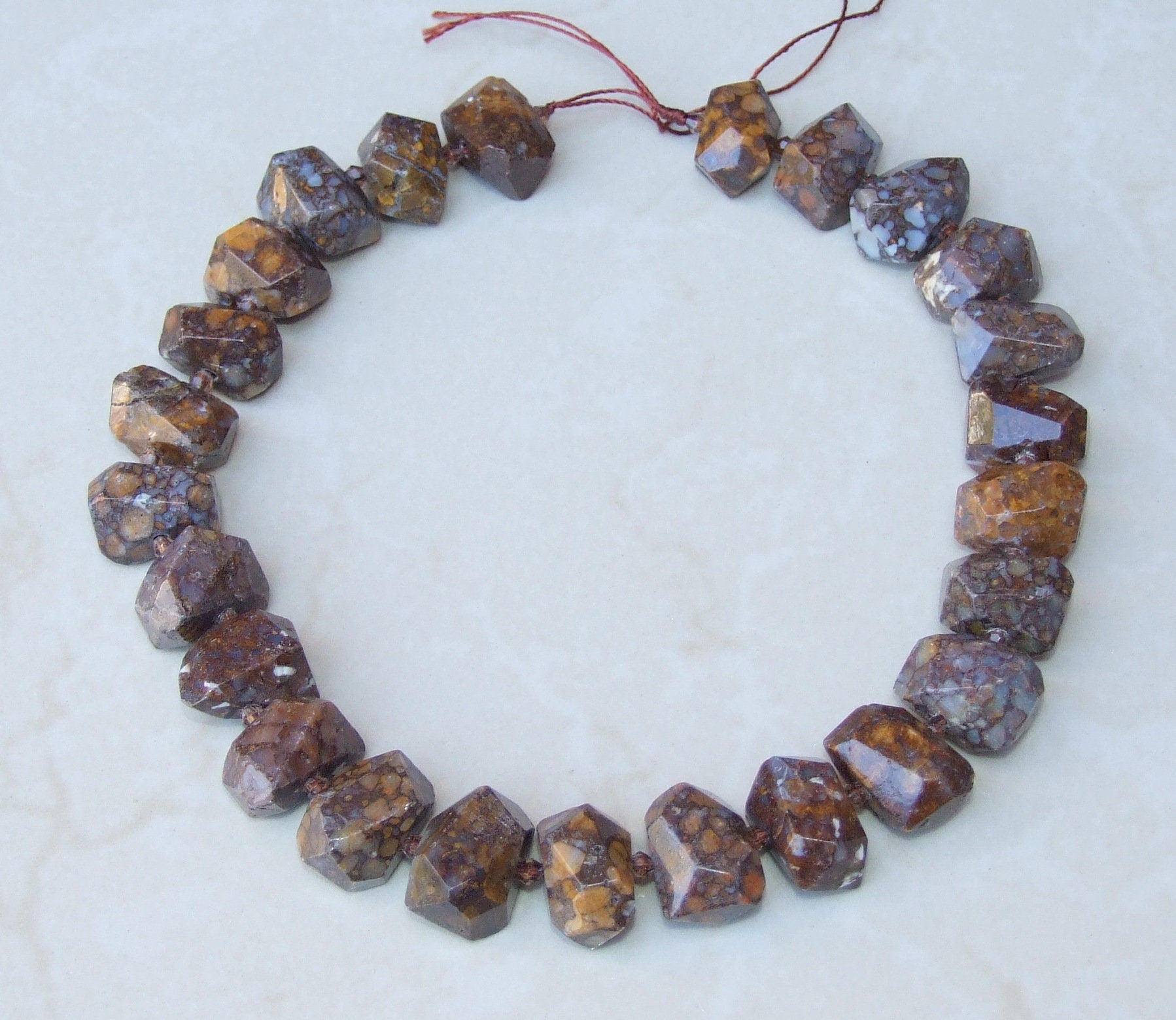 Brown Snowflake Obsidian, Faceted Nugget, Obsidian Pendant, Gemstone Beads, Jewelry Stones, Obsidian Beads, Half Strand - 14mm x 14mm x 20mm - EDGBeadsandGems