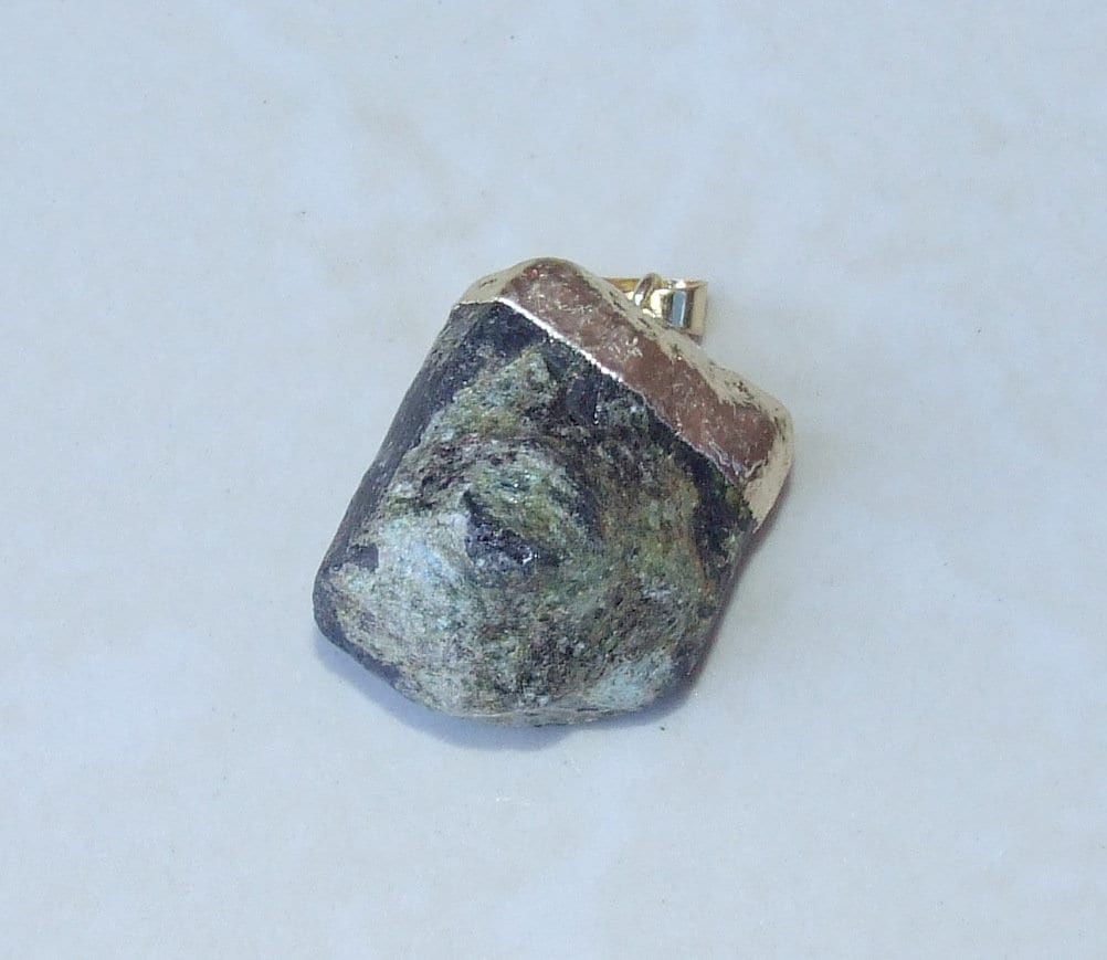 Black Tourmaline Pendant - Gemstone Pendant - Gold Cap and Bail - Raw - Rough - Natural Stone - Jewelry Stones - 23mm x 28mm - 4916 - EDGBeadsandGems