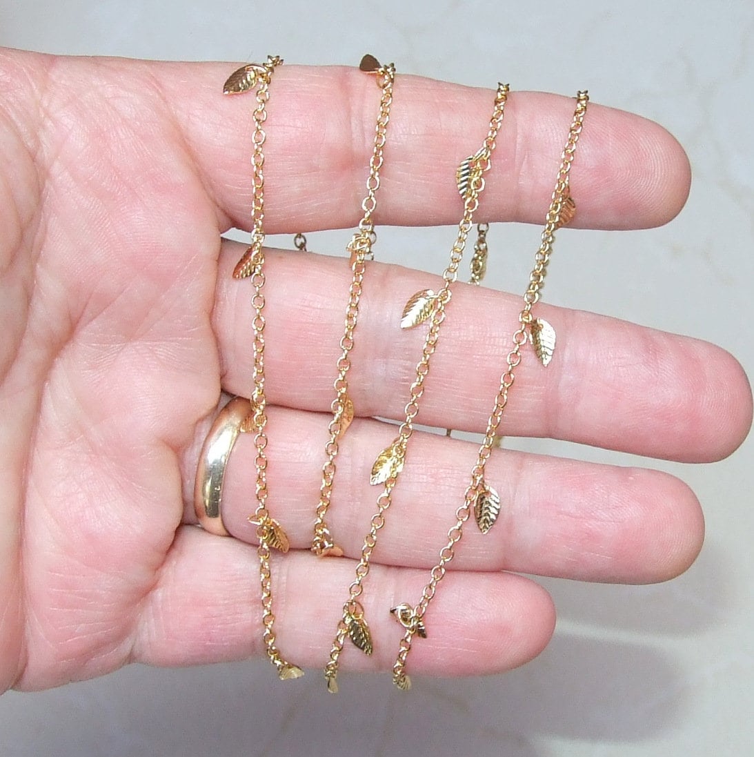 Gold Plated Leaf Chain, Drop Chain, Gold Chain Wholesale, Bulk Chain, Gold Chain, Belly Chain, Body Chain, Jewelry Chain, By The Meter - EDGBeadsandGems