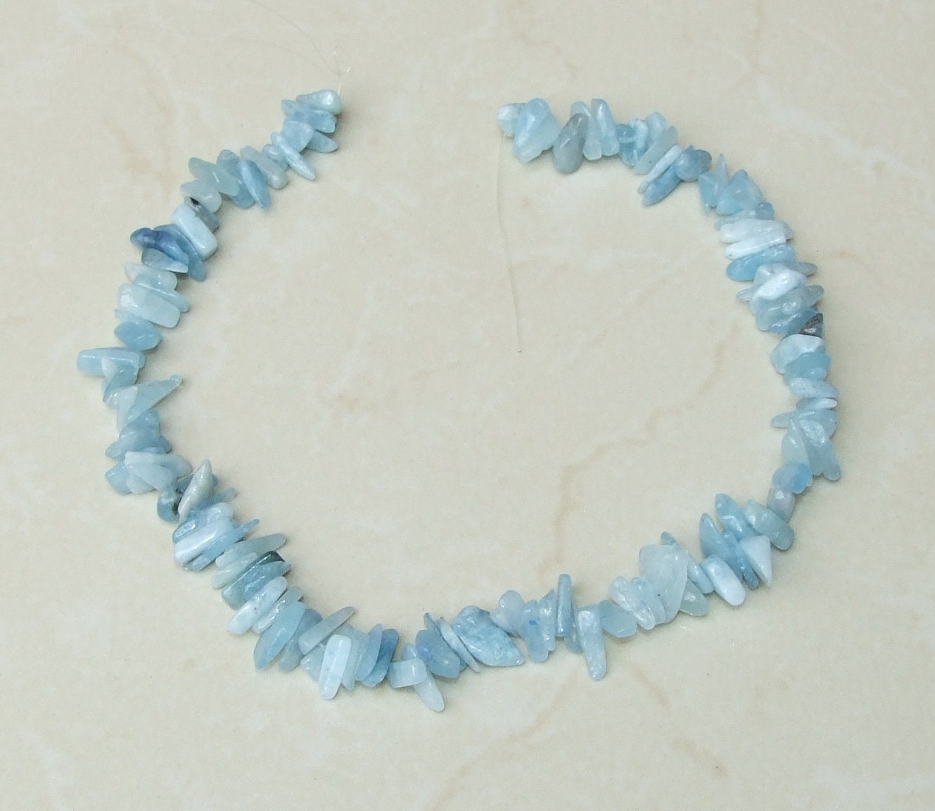 Polished Aquamarine Chips, Gemstone Beads, 15 Inch Strand - EDGBeadsandGems