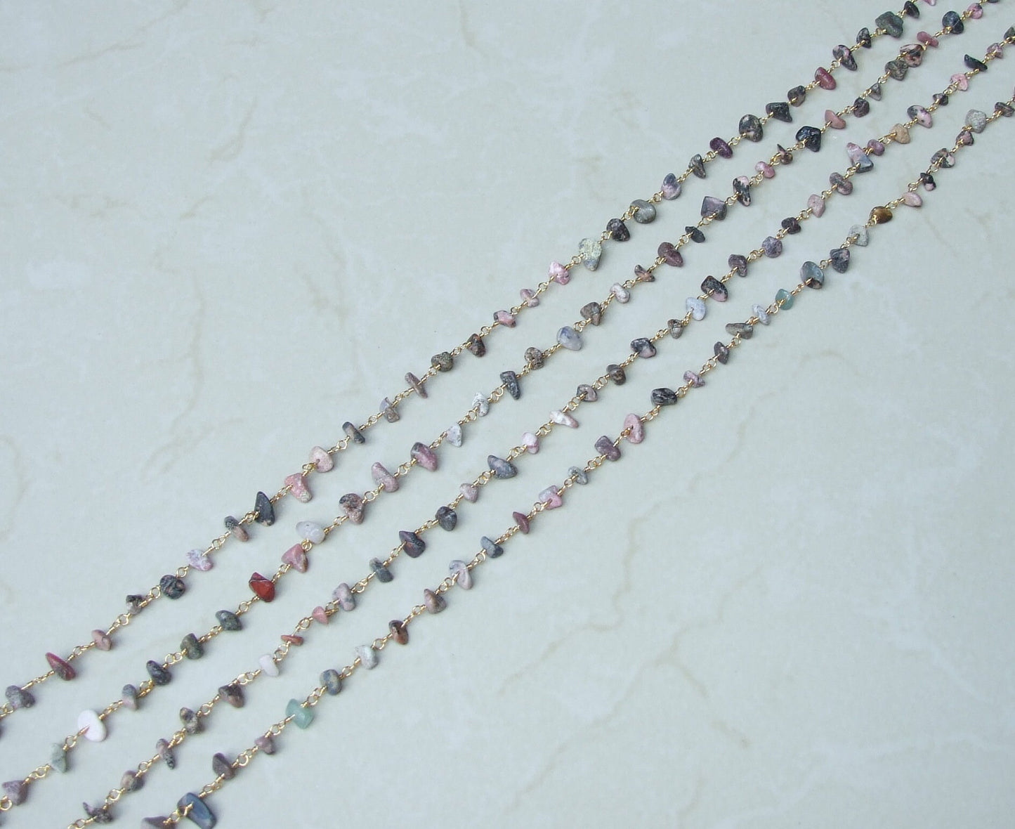 Rhodonite Rosary Chain by the Foot, Rosary Chain with Beads, Rosary Chain Wholesale, Rosary Chain Bulk, Rosary Chain for Jewelry Making - EDGBeadsandGems