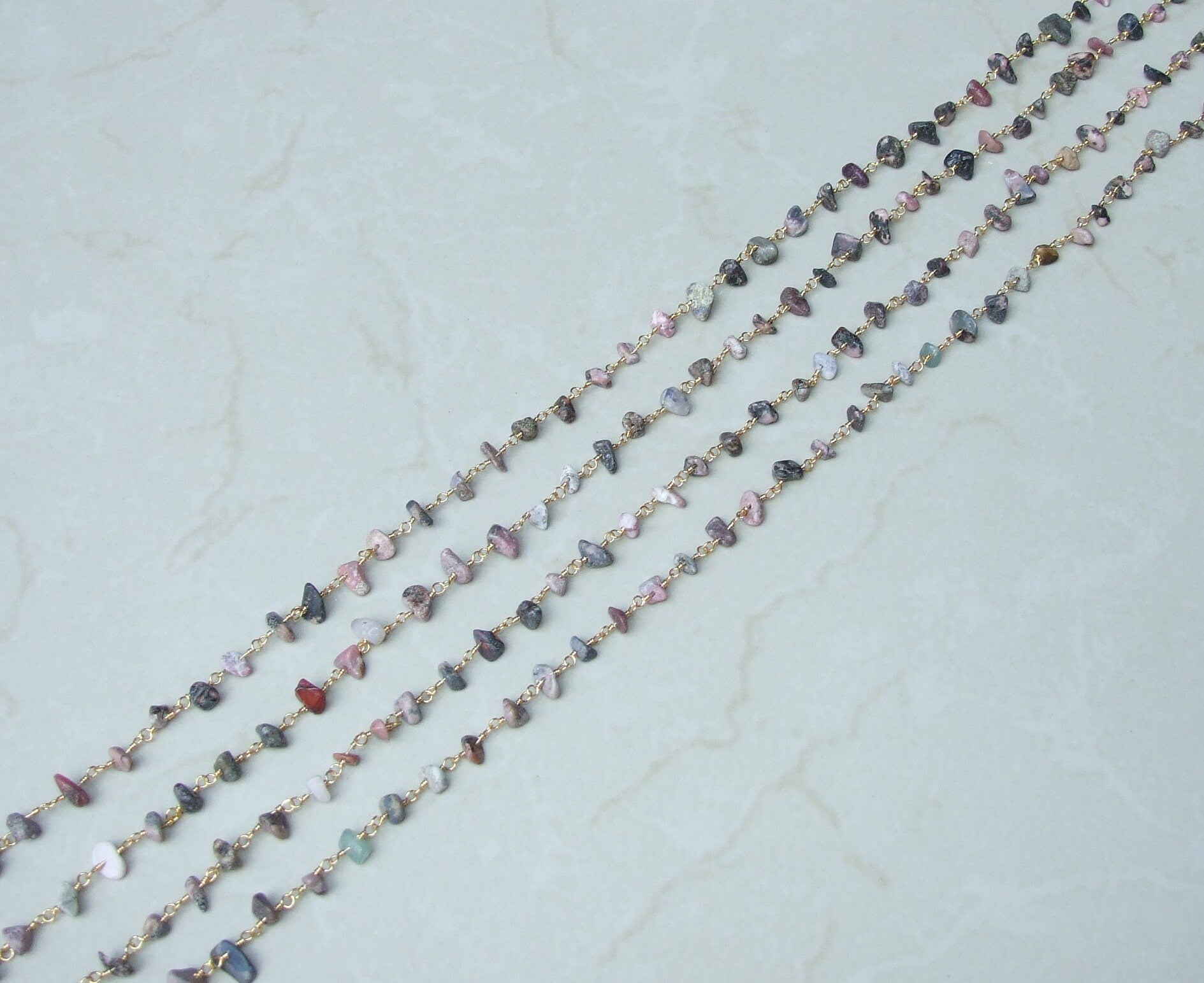 Rhodonite Rosary Chain by the Foot, Rosary Chain with Beads, Rosary Chain Wholesale, Rosary Chain Bulk, Rosary Chain for Jewelry Making - EDGBeadsandGems
