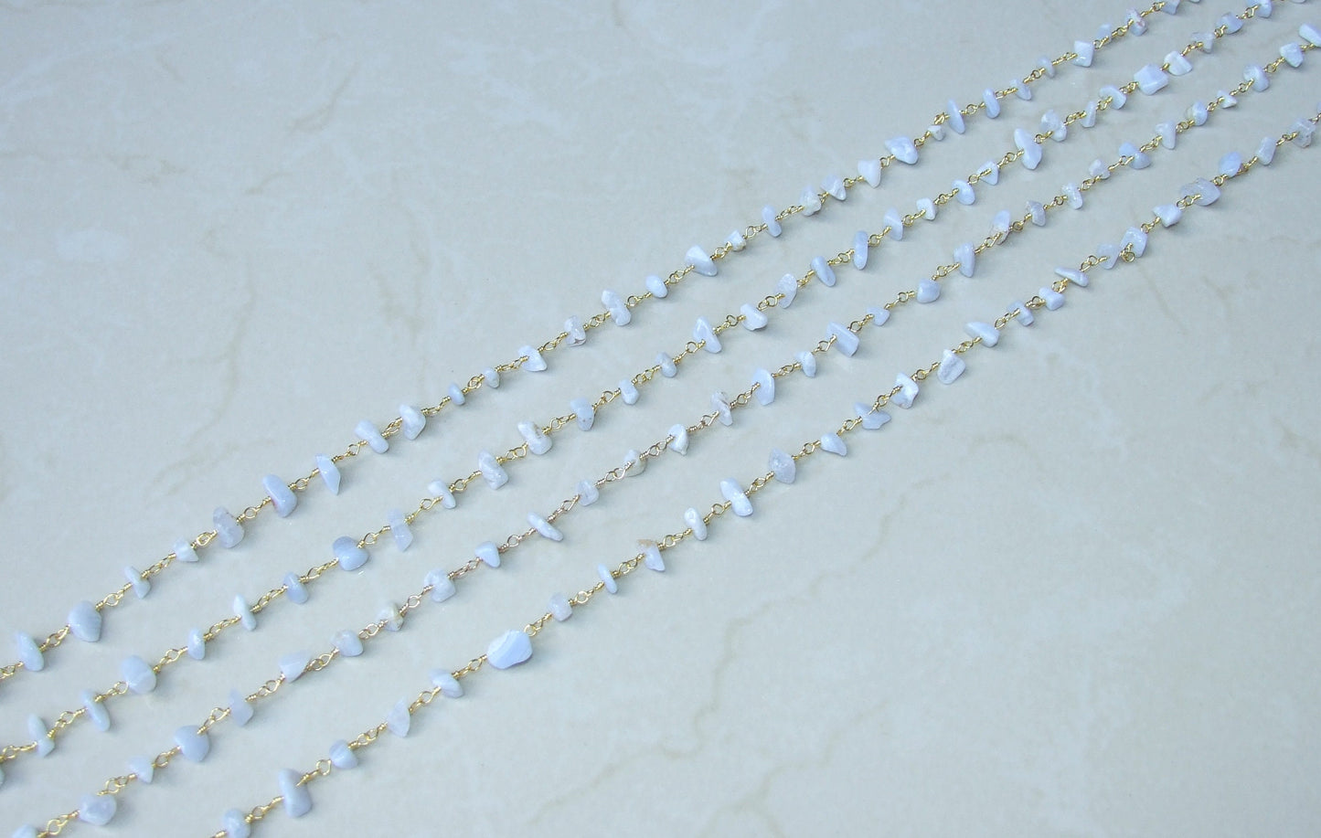 Blue Lace Agate Rosary Chain by the Foot, Beaded Chain, Rosary Chain Wholesale, Rosary Chain Bulk, Rosary Chain for Jewelry Making - EDGBeadsandGems